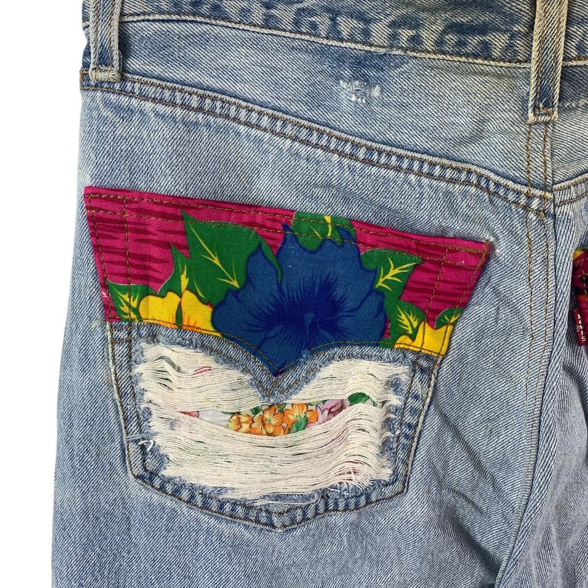 Levi's × Vintage Vintage LEVI’S lot501 distressed custom patchwork blue jeans Size US 32 / EU 48 - 15 Thumbnail