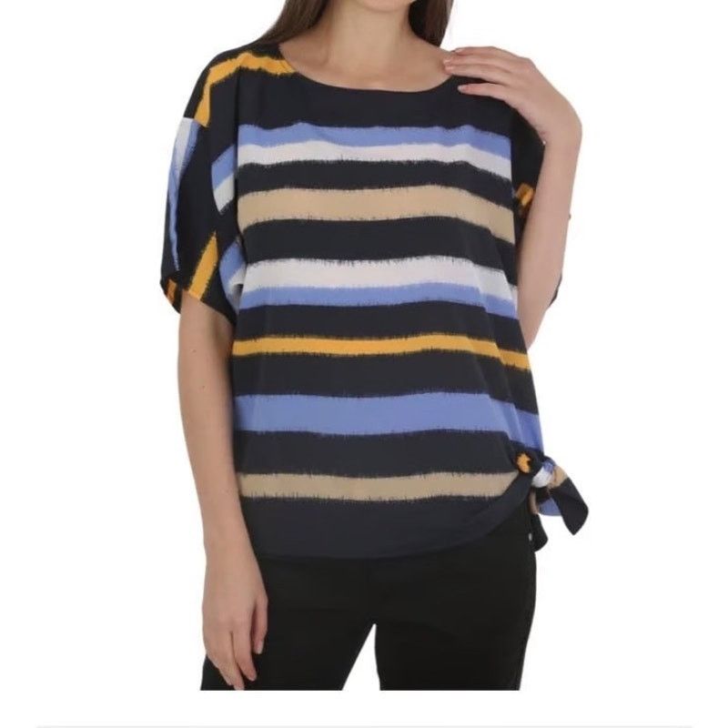 Michael Kors Michael Kors Navy Westcliff Striped Side Tie Dolman Blouse Size 3XL / US 20-22 - 1 Thumbnail