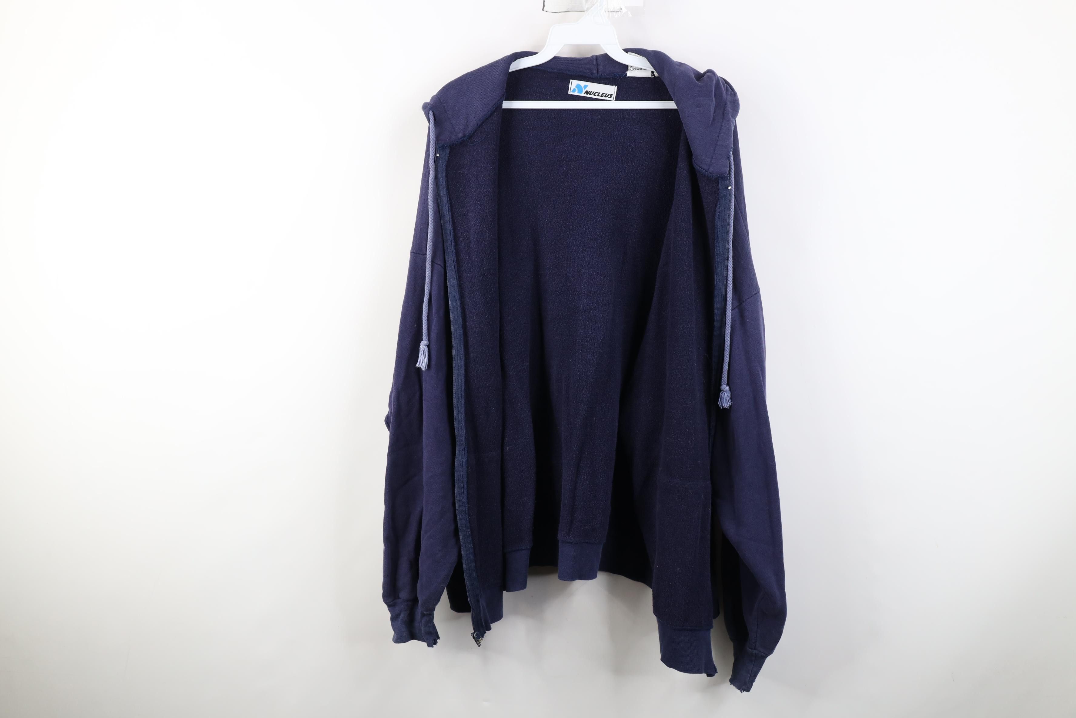 Vintage Vintage 90s Streetwear Blank Full Zip Hoodie Sweatshirt Blue Size US XL / EU 56 / 4 - 14 Thumbnail