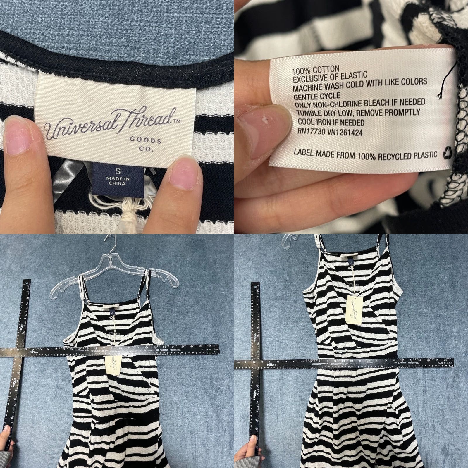 Vintage Universal Threads Dress Womens Small White Black Striped Cotton Sleeveless Wrap Square Neck Strappy Sleeve Casual Party/Cocktail Size S / US 4 / IT 40 - 8 Thumbnail