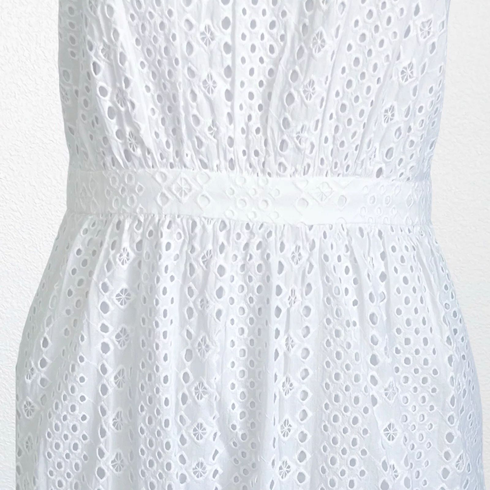 J.Crew Size 00 | J CREW White Cotton Eyelet Lace Sleeveless Dress Size XXS / US 00 / IT 34 - 5 Thumbnail