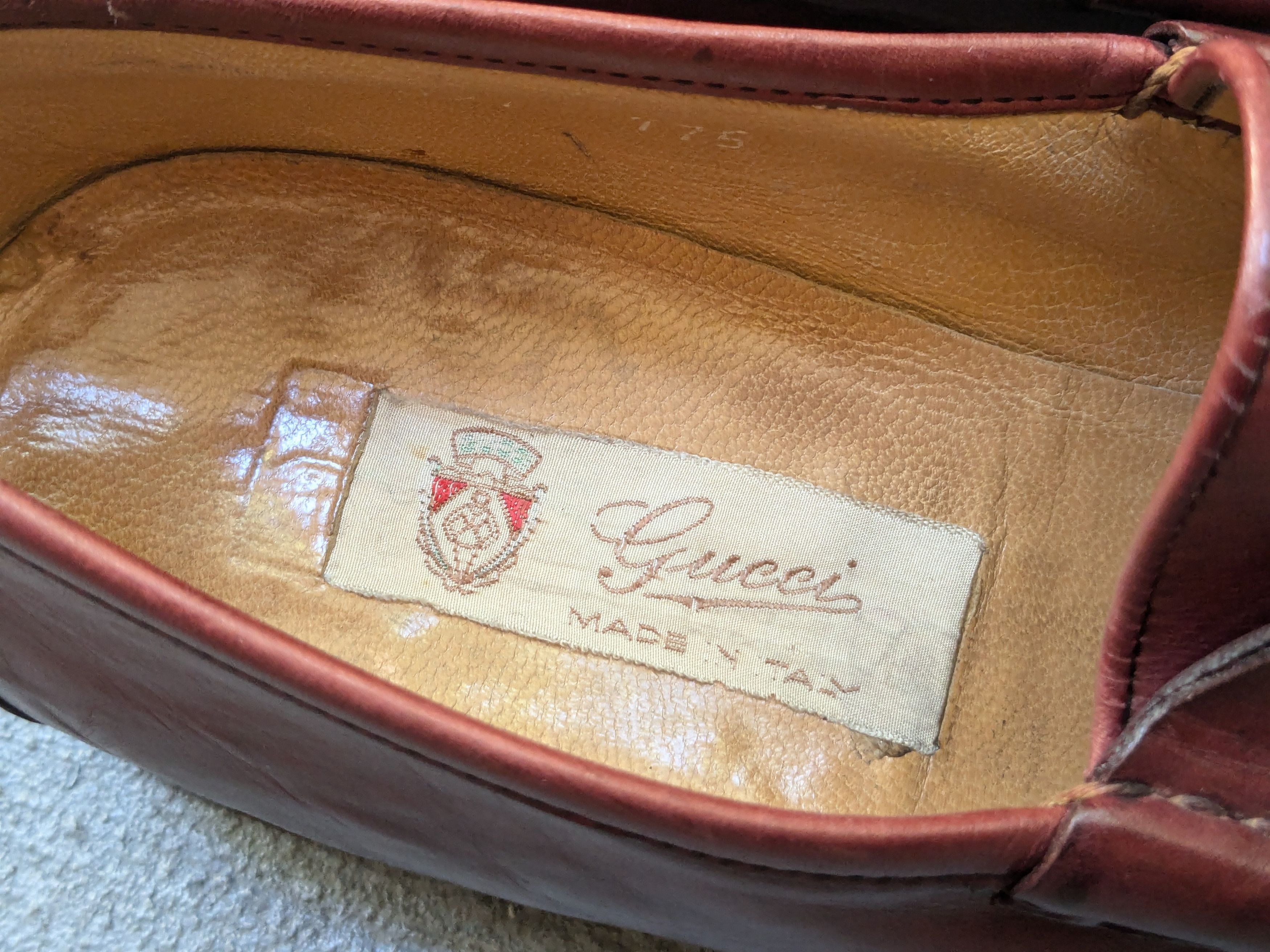 Vintage Gucci Horsebit Loafers Red 9 Red Snaffle Bit Gold