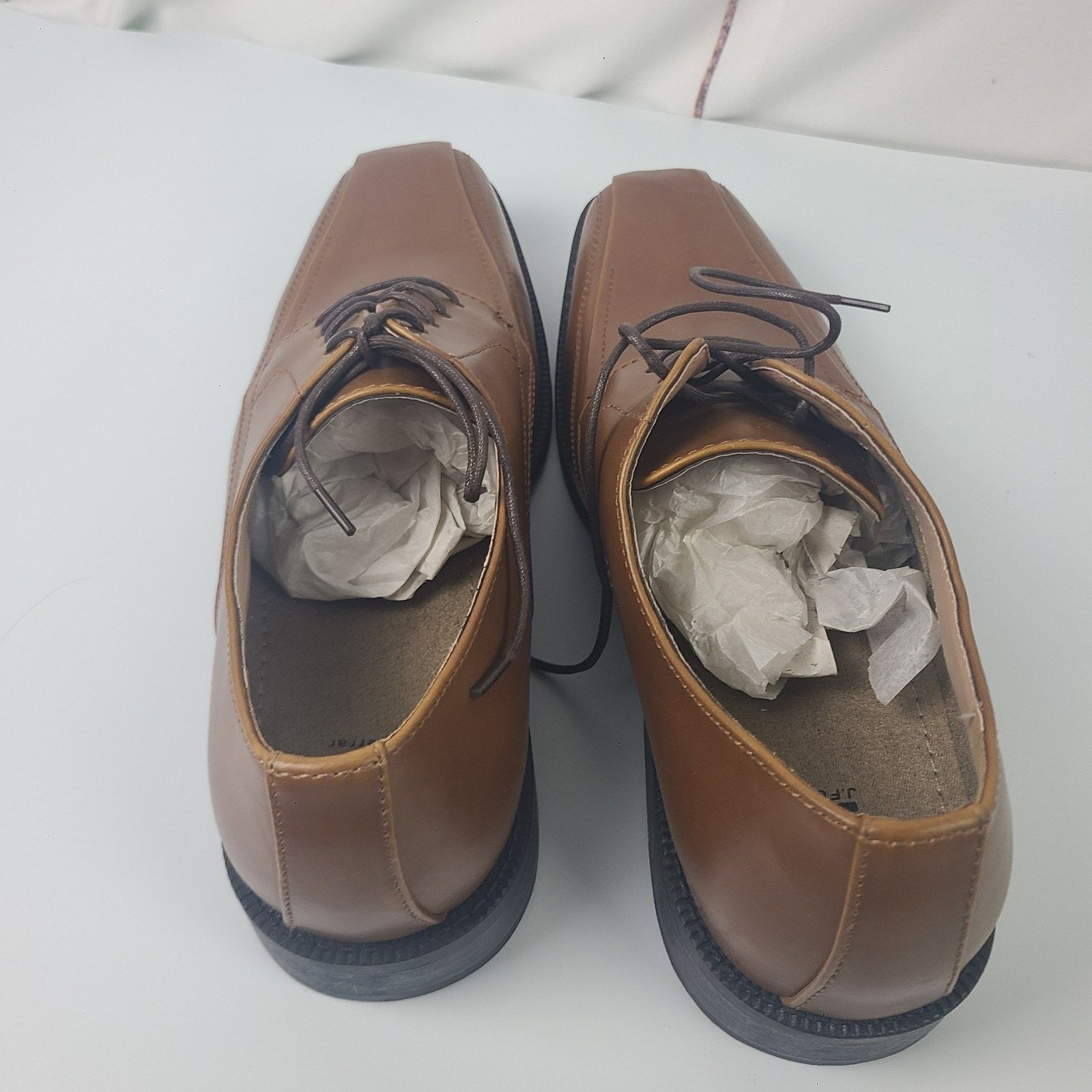 J Ferrar Mens JF J Ferrar Kent Brown Size 11M Oxford Dress Shoes Size US 11 / EU 44 - 8 Thumbnail