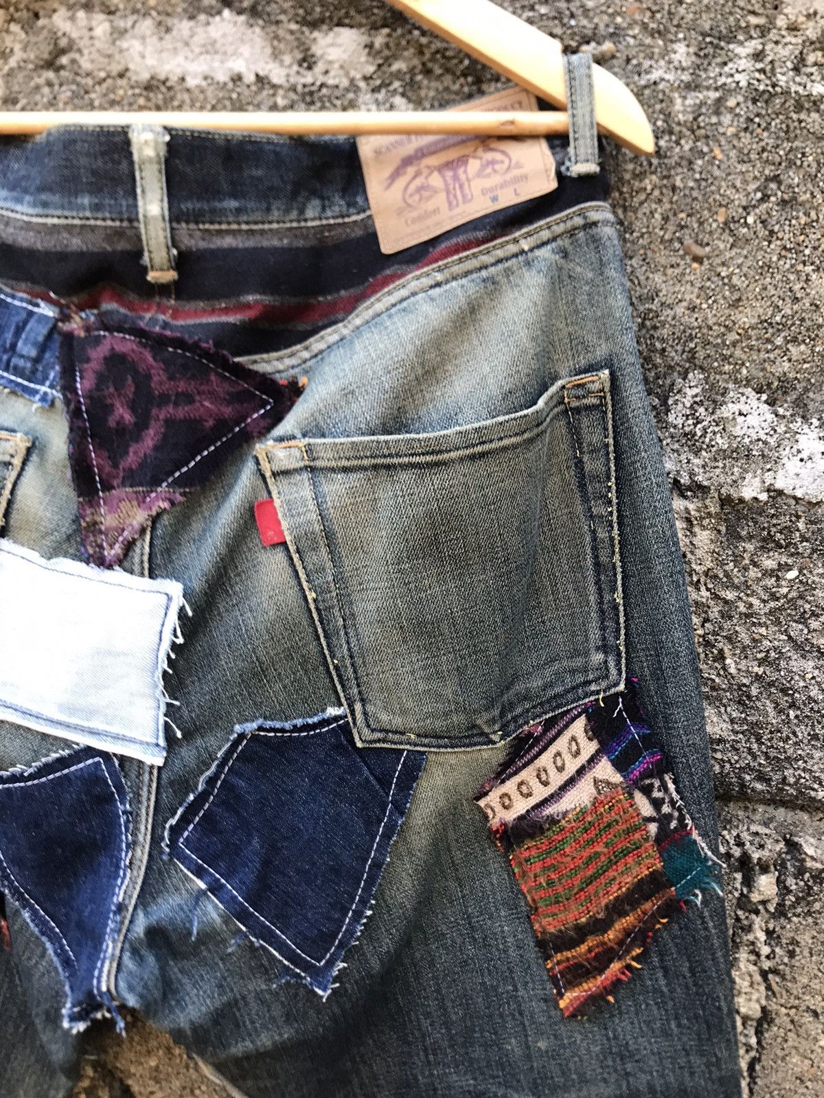 FDMTL ⚡️Japanese Brand Scanner Fundamental Crazy Patchwork Denim Size US 35 - 18 Thumbnail
