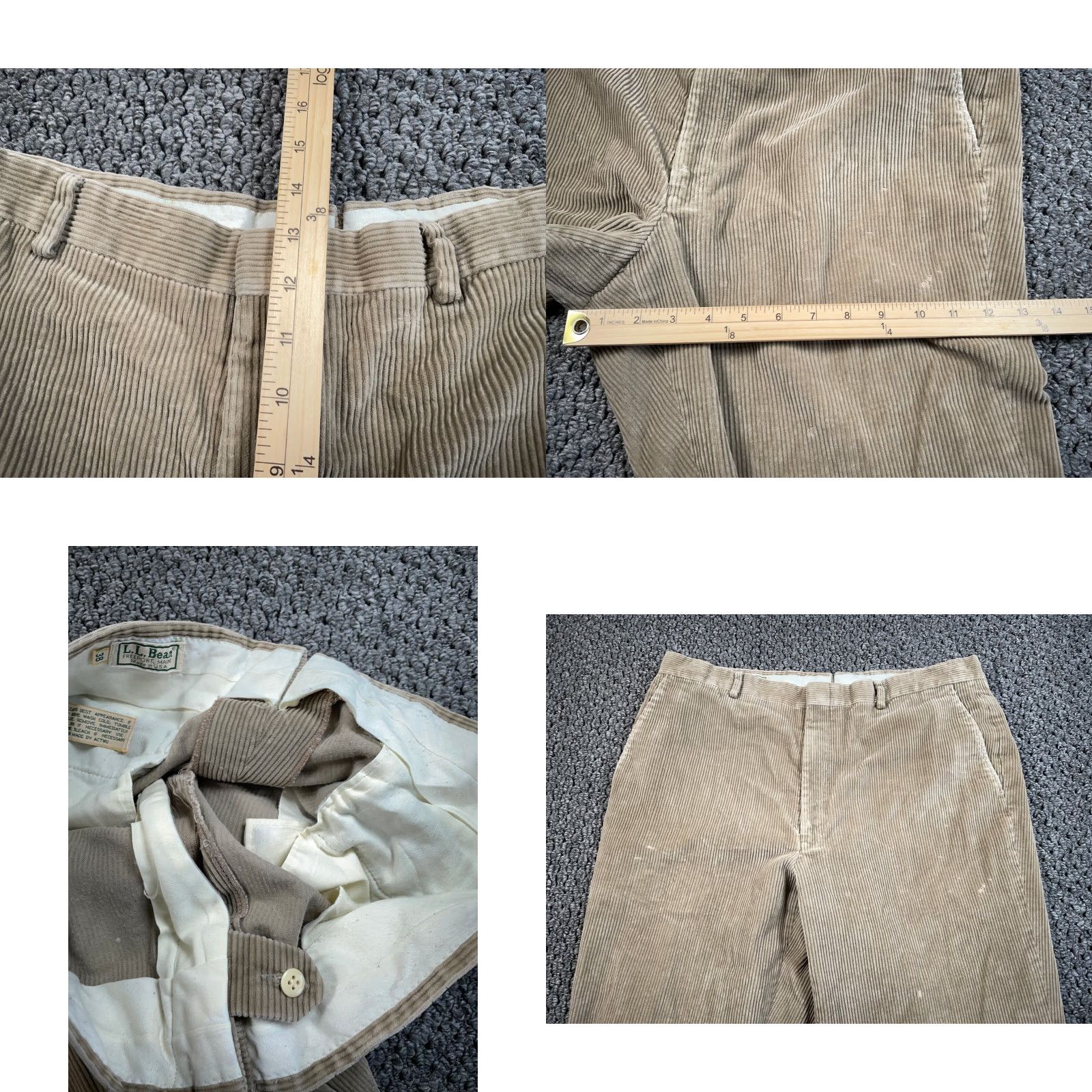 Vintage VINTAGE L.L. Bean Corduroy Pants 36 x 29 Regular Fit Flat Front Beige Straight Leg Men's USA Size US 36 / EU 52 - 8 Thumbnail