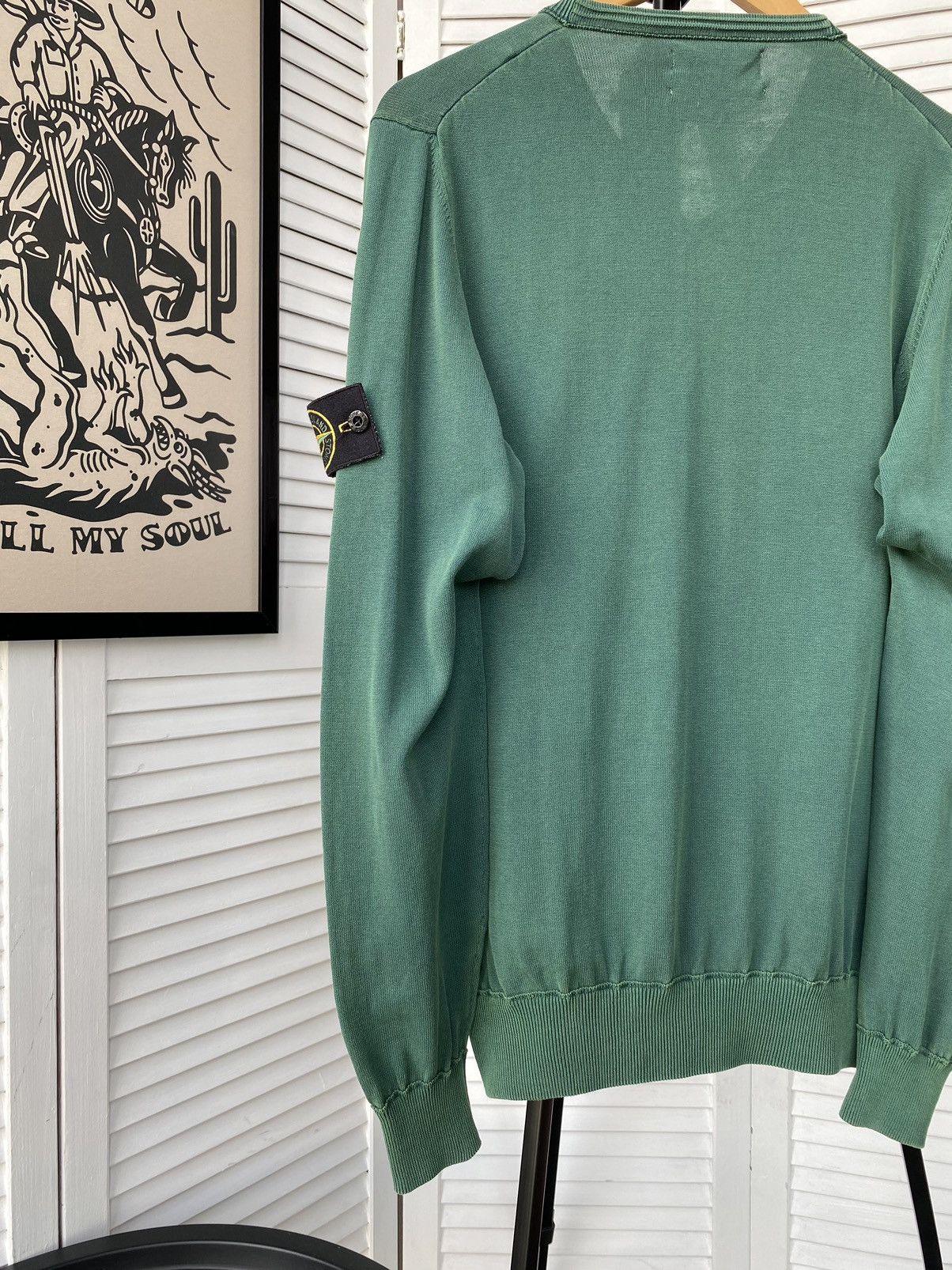 Stone Island × Vintage Vintage Stone Island V Neck Summer Knitwear Sweater Size US L / EU 52-54 / 3 - 10 Thumbnail