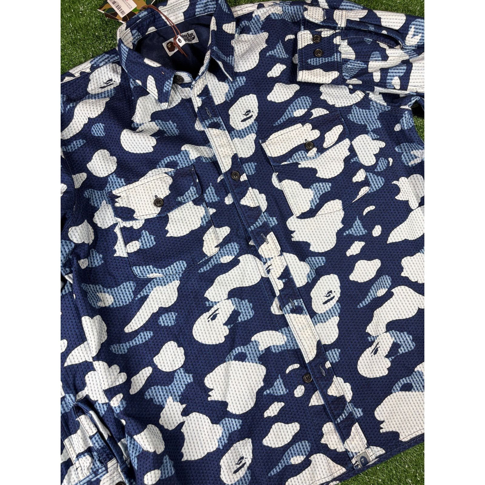 Bape Bape Blue Waffle Thermal Camo Button-Up Shirt Size Large Size US L / EU 52-54 / 3 - 2 Thumbnail