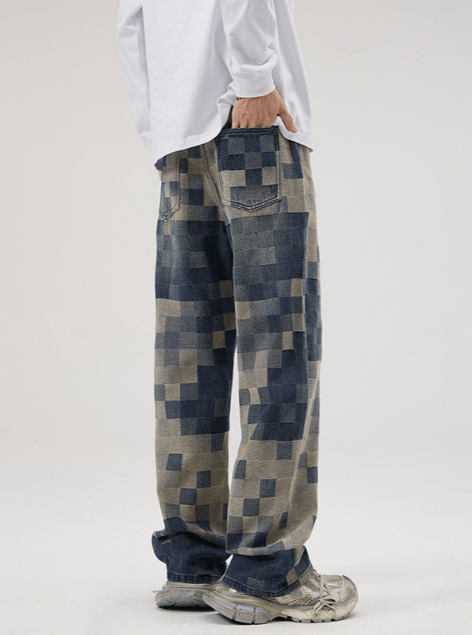 Japanese Brand American high street checkerboard mosaic jeans Size US 32 / EU 48 - 4 Thumbnail