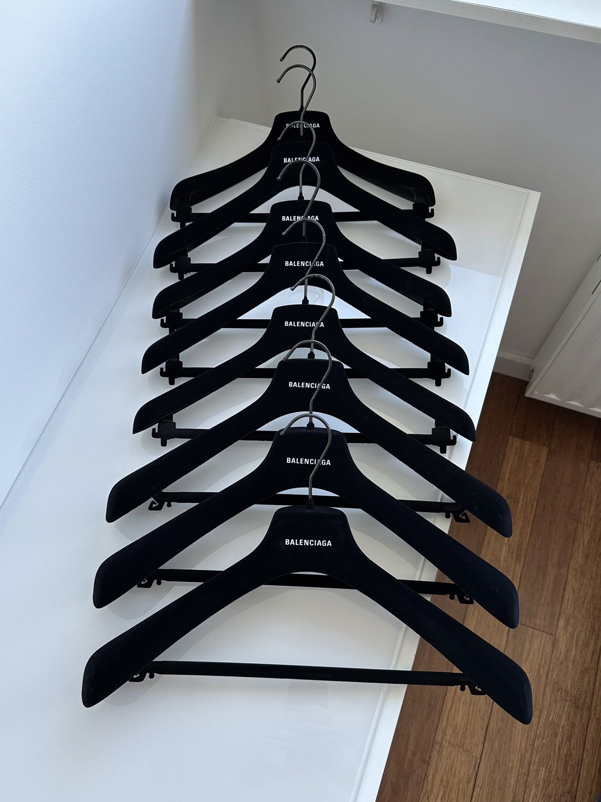 image of Balenciaga Premium Made In Italy Metal Velour Black Hangers, Men's