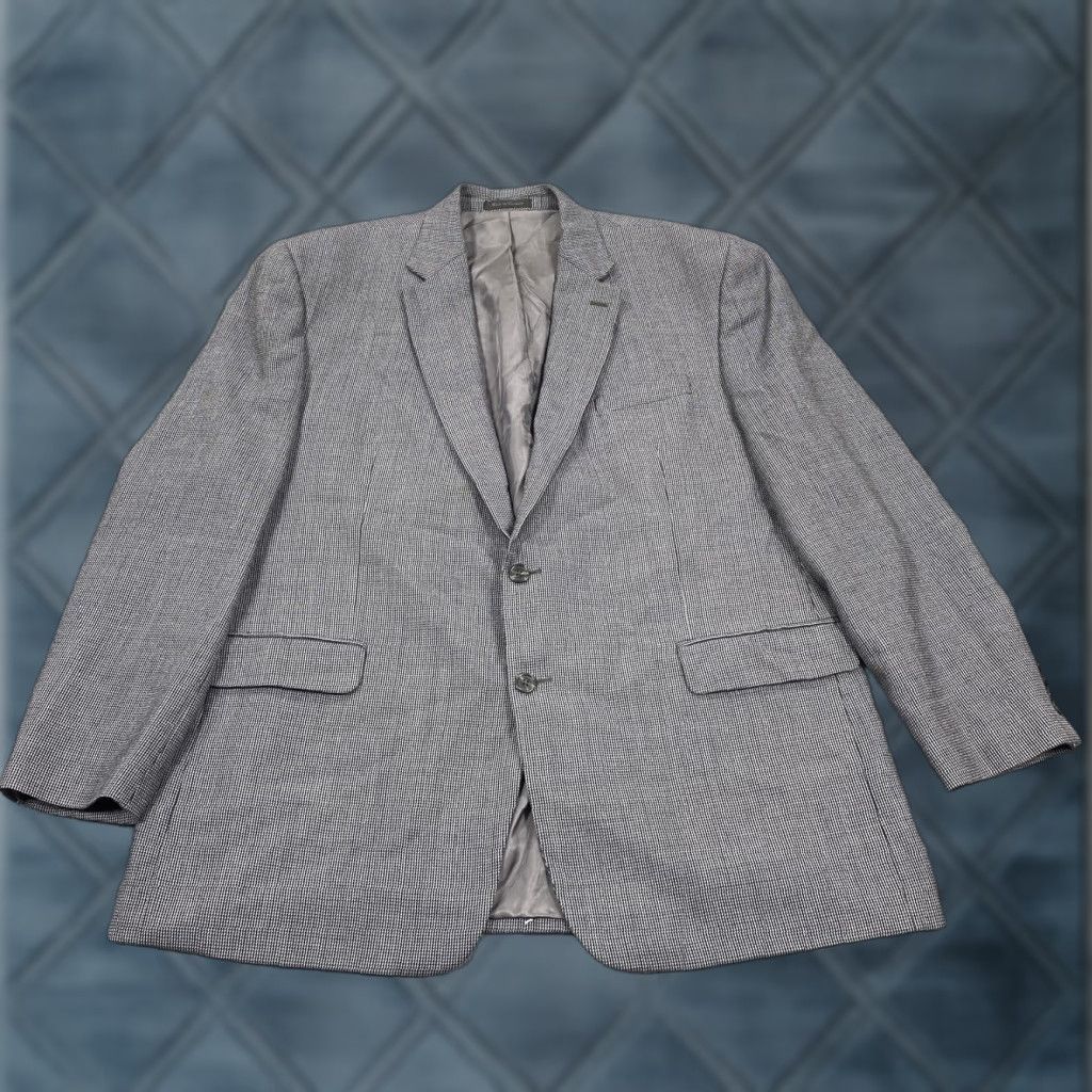 Chaps Chaps Blazer Mens 48L Long Gray Check Wool Sport Coat Two-Button Lined Jacket Size 48R - 1 Thumbnail