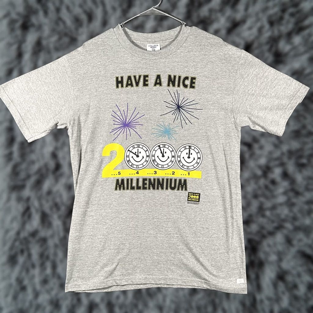 Vintage VINTAGE Have A Nice 2000 Millennium Shirt Mens Medium Gray Y2K Graphic Tee Era Size US M / EU 48-50 / 2 - 1 Thumbnail