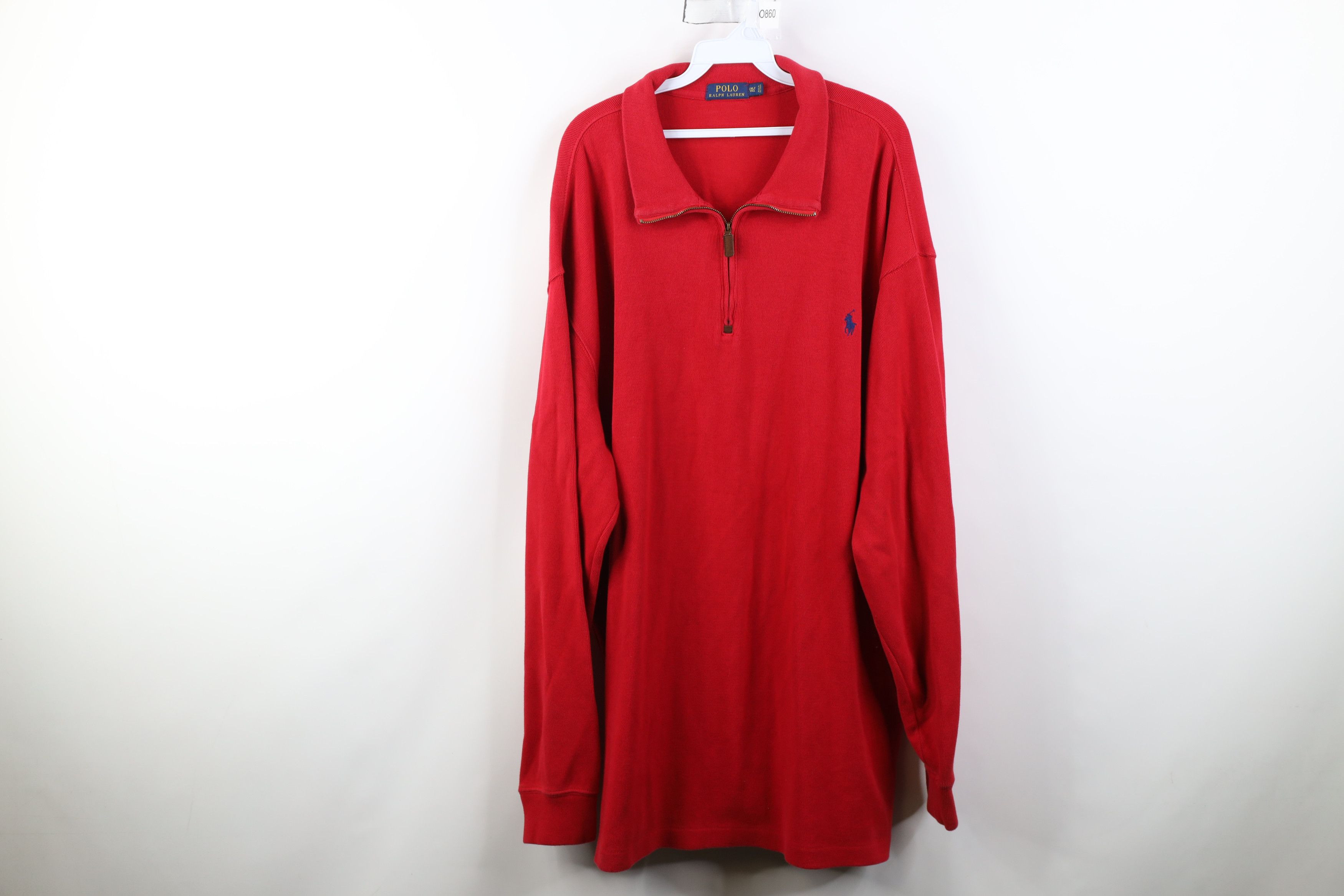 Polo Ralph Lauren Vintage Y2K Ralph Lauren Ribbed Knit 1/4 Zip Sweater Red Size US XXL / EU 58 / 5 - 1 Thumbnail