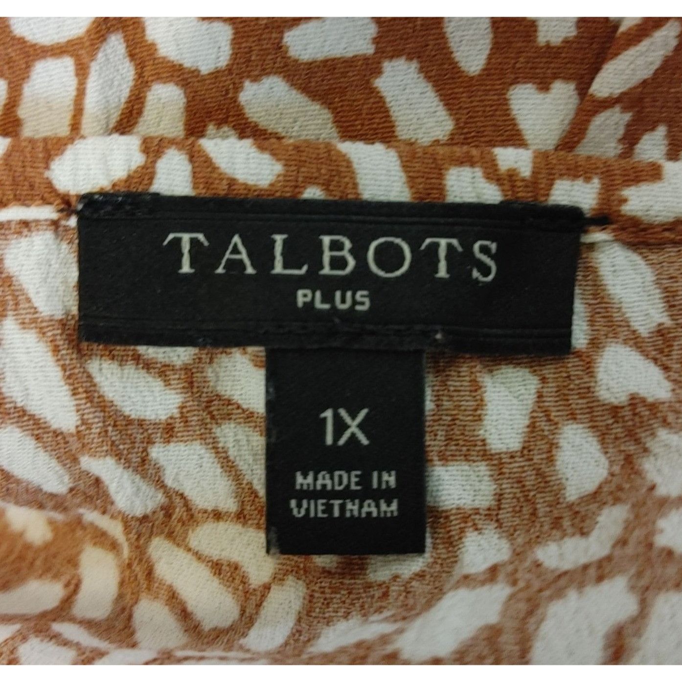 Talbots TALBOTS Womens 1X Plus Brown Dot Ruched Long Sleeve Shirt To Size XL / US 12-14 / IT 48-50 - 3 Thumbnail