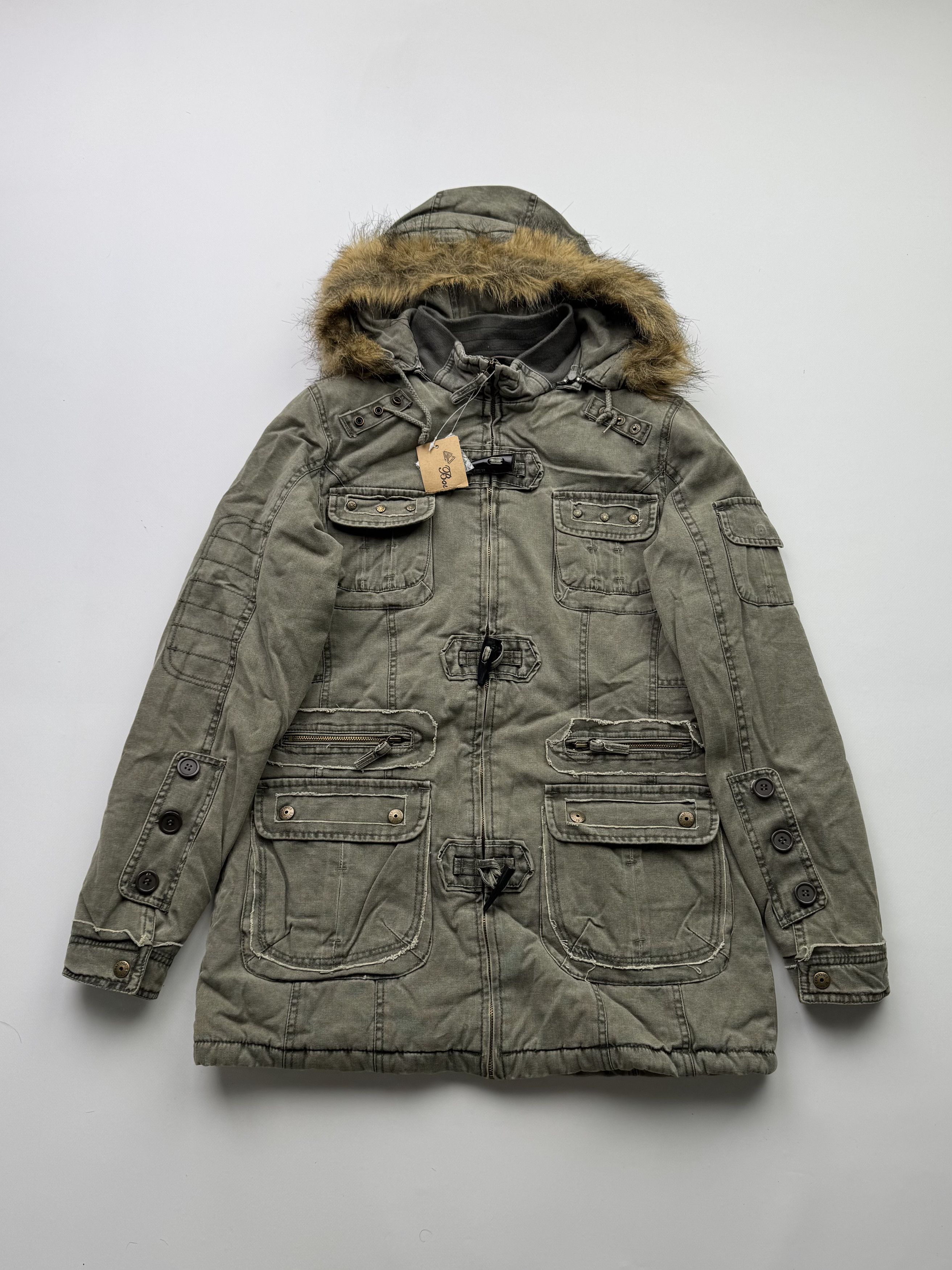 Vintage Washed Jacket With Faux Fur Hood B730(V115)E2