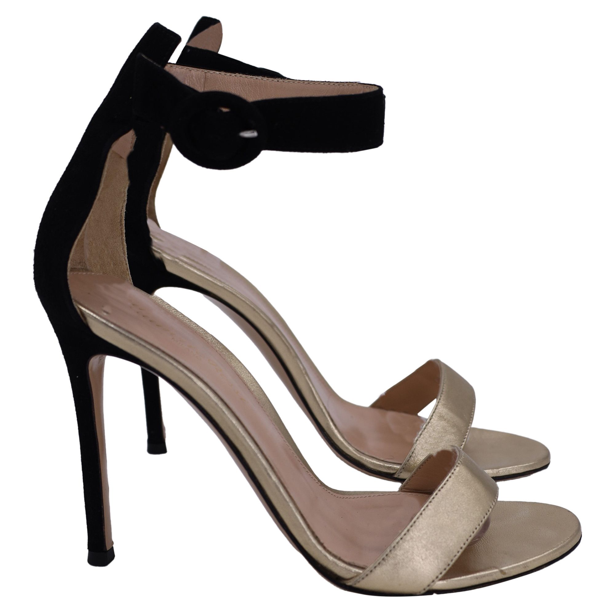 Gianvito Rossi Gianvito Rossi Portofino Ankle-Strap Sandals in Gold and Bla Size US 8 / IT 38 - 1 Thumbnail