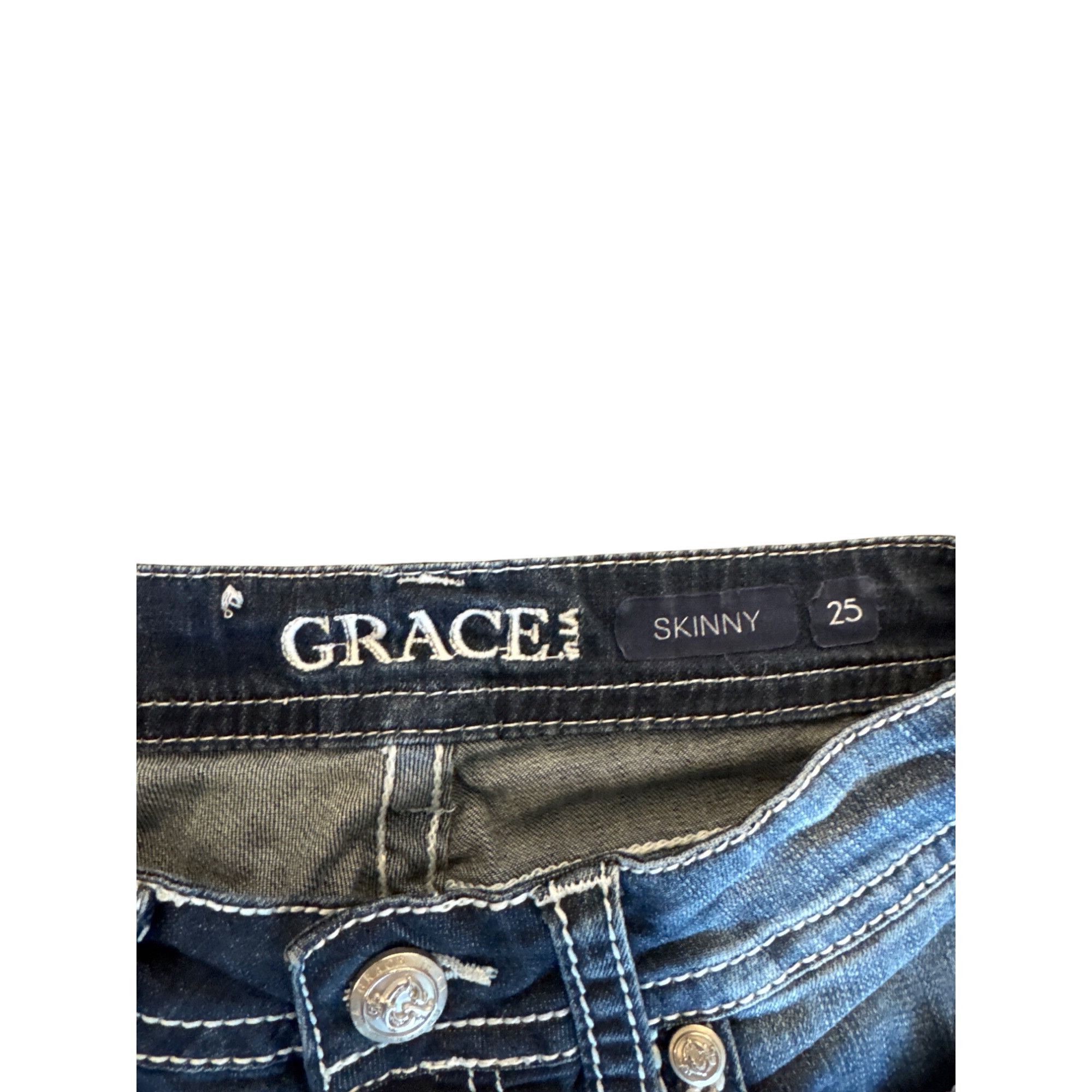 Designer Grace Jeans Womens Skinny Fit Embroidered Denim Size 25 Size 25" / US 0 / IT 36 - 2 Thumbnail