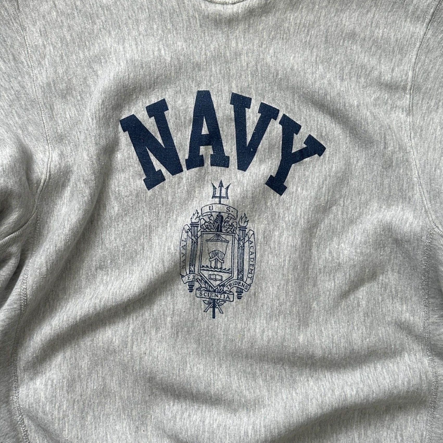 Champion VINTAGE 90s Naval Academy Nike Pro Weave Sweatshirt Gray XL Men Pullover Champion Brand Size US XL / EU 56 / 4 - 2 Thumbnail