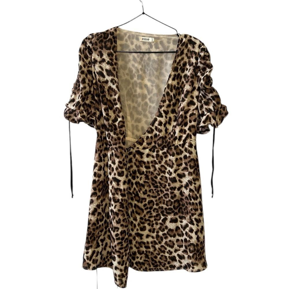 Designer Leopard Print Wrap Mini Dress Size S / US 4 / IT 40 - 1 Thumbnail
