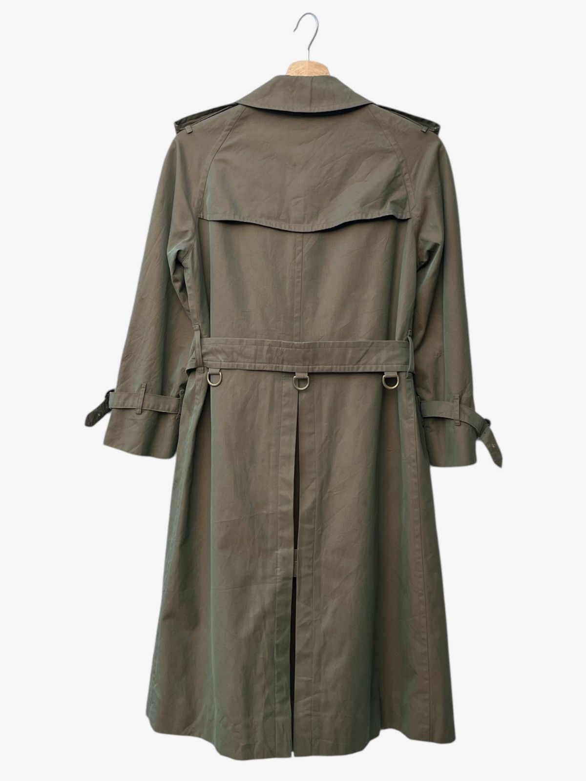 Burberry 80s/90s Burberrys Trench Coat Classic Double Breasted Olive Size S / US 4 / IT 40 - 4 Thumbnail