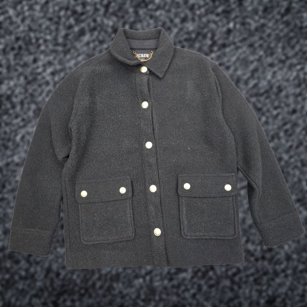 J.Crew J.CREW Boucle Shirt Jacket XS Black Pockets Chore Poly Shirt Jacket Women XS Black Pockets Button Mid-Length Long Sleeve Regular Size XS / US 0-2 / IT 36-38 - 1 Thumbnail