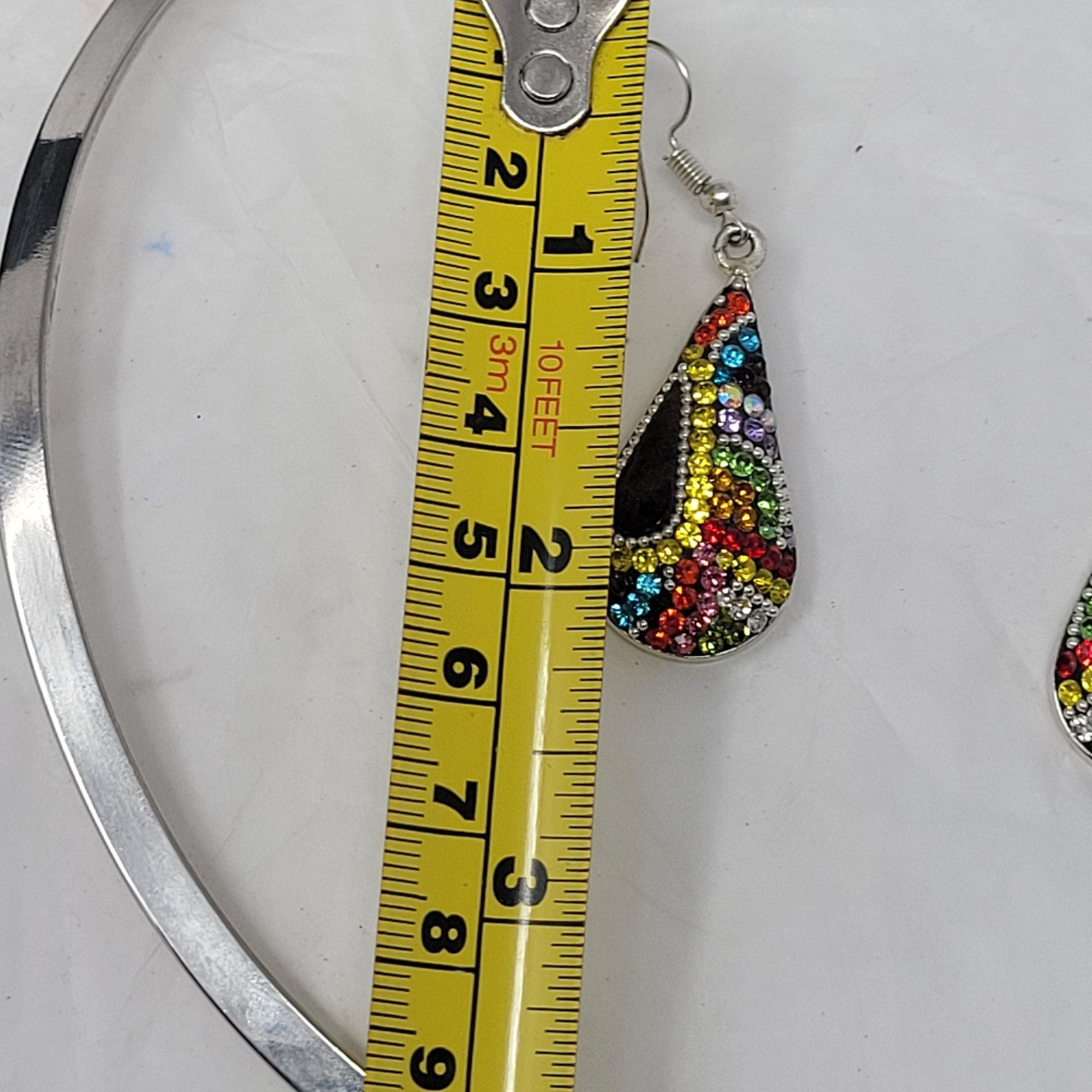 Handmade Artisan 925 Teardrop Multicolor Micro Mosaic Crystal Torque Size ONE SIZE - 8 Thumbnail