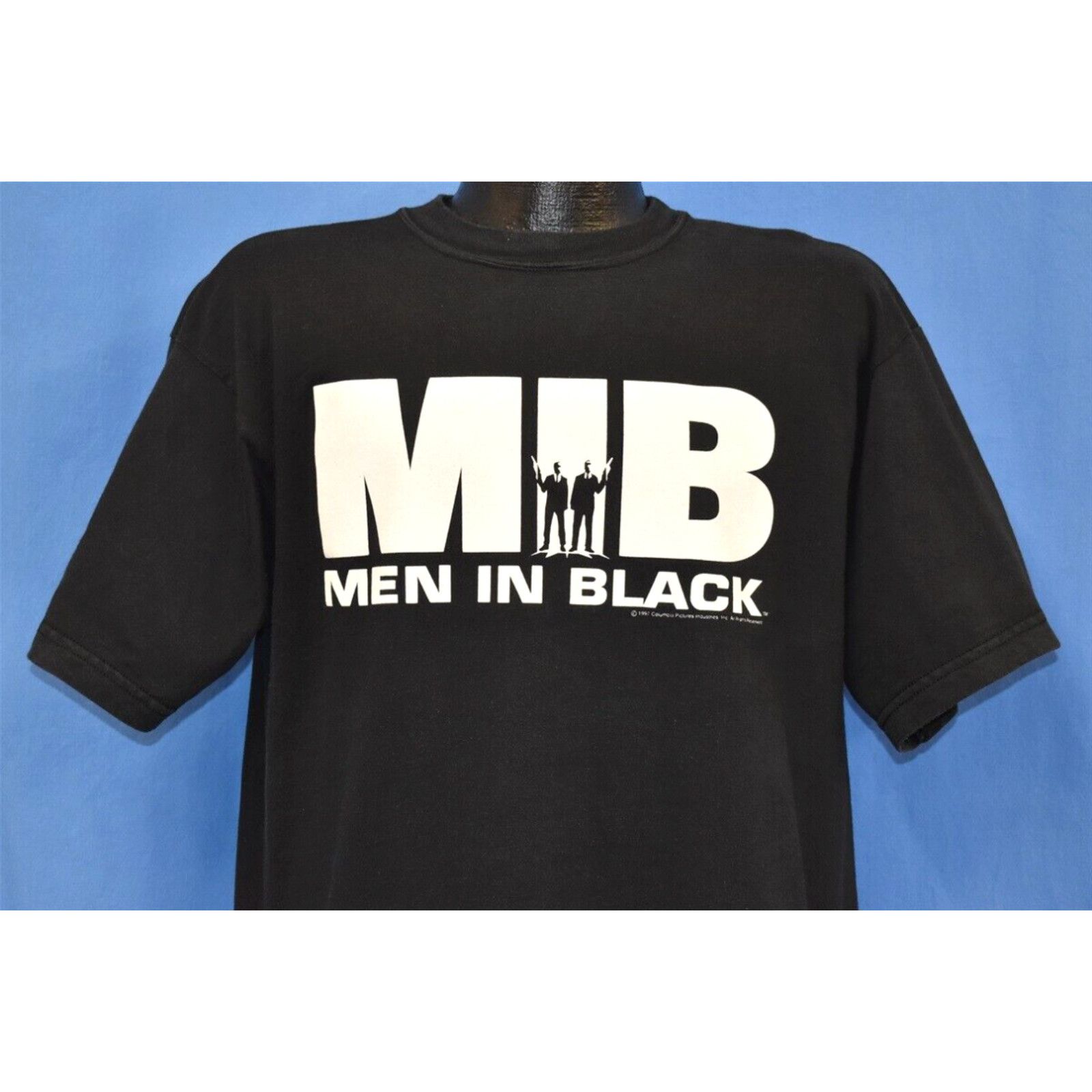 image of Vintage VTG 90's Men In Black Sci Fi Movie Promo Mib Will Smith Tommy Lee Jones T-Shirt L in White 