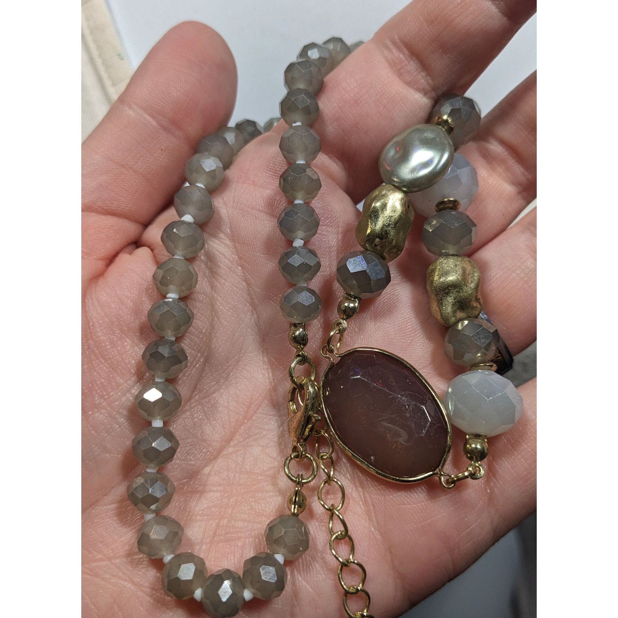 Other Bohemian Glam Asymmetrical Glass And Metal Beaded Necklace Size ONE SIZE - 3 Thumbnail