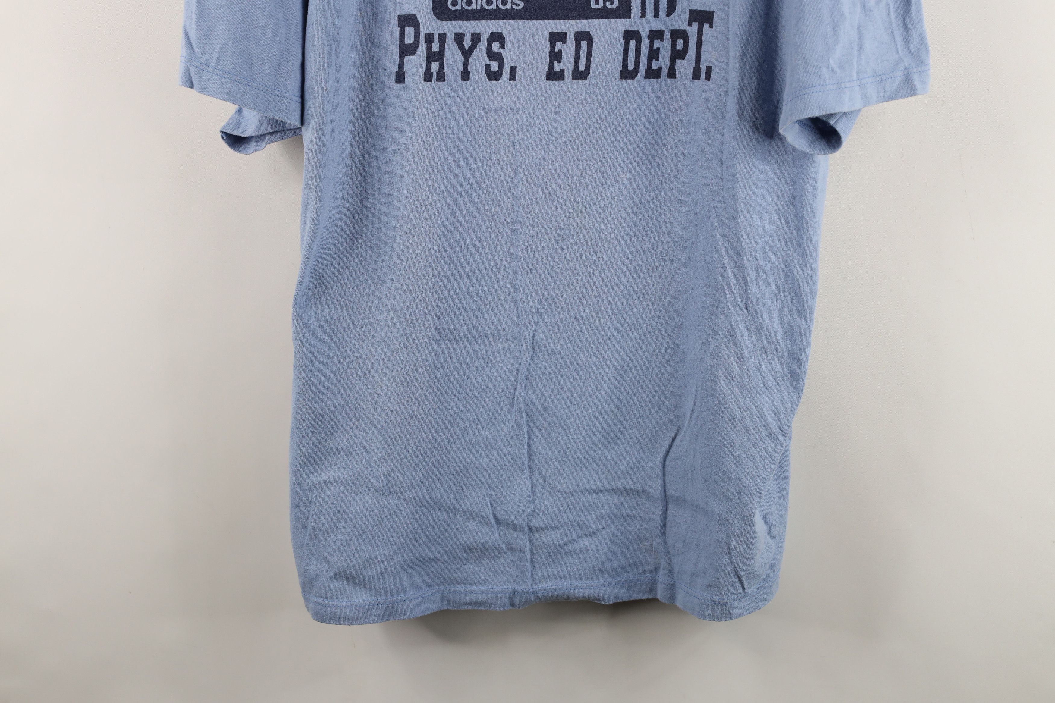 Adidas Vintage 90s Adidas Spell Out Phys Ed T-Shirt Blue USA Size US L / EU 52-54 / 3 - 3 Thumbnail