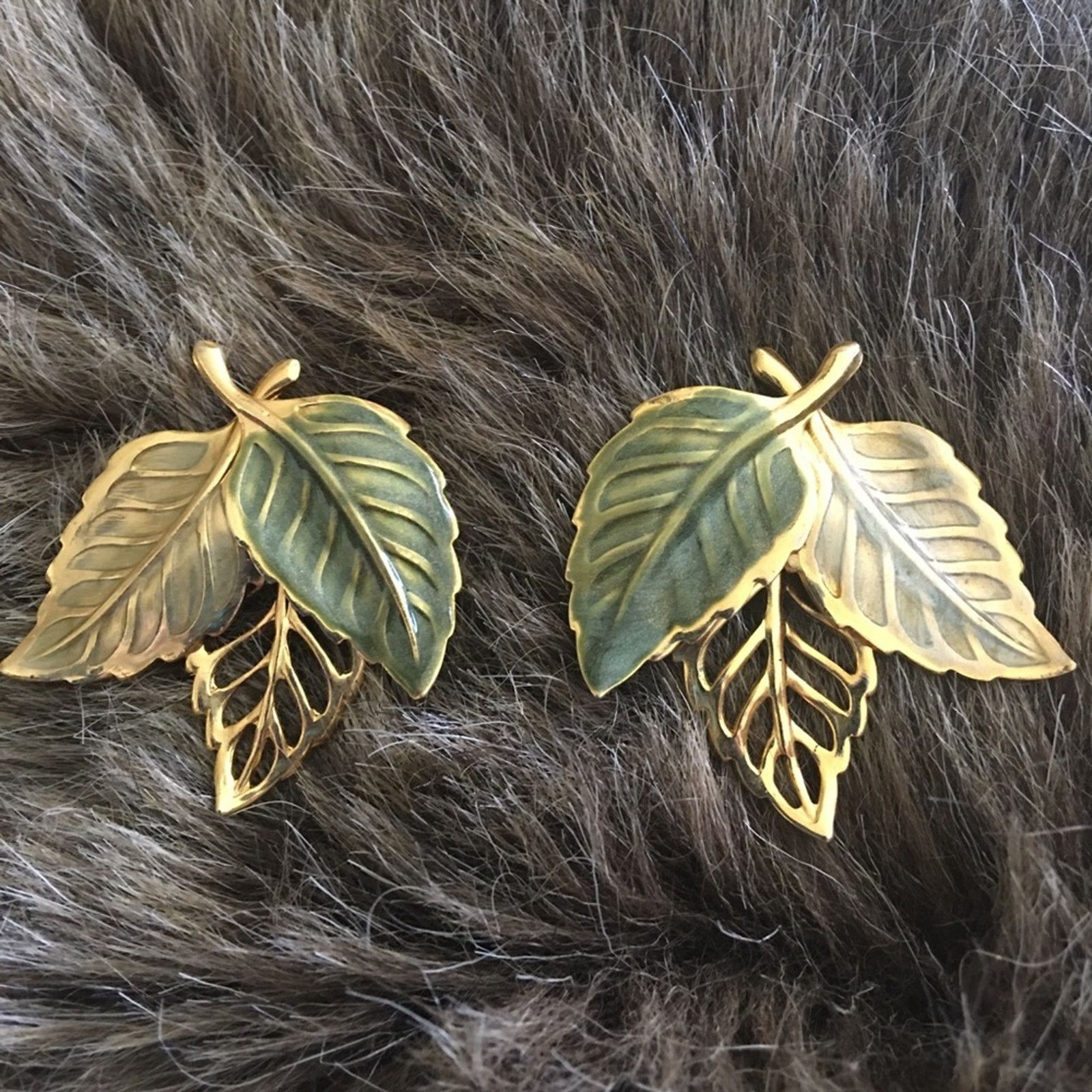 Vintage Vintage 80s multi tone leaf pierced earrings Size ONE SIZE - 1 Thumbnail
