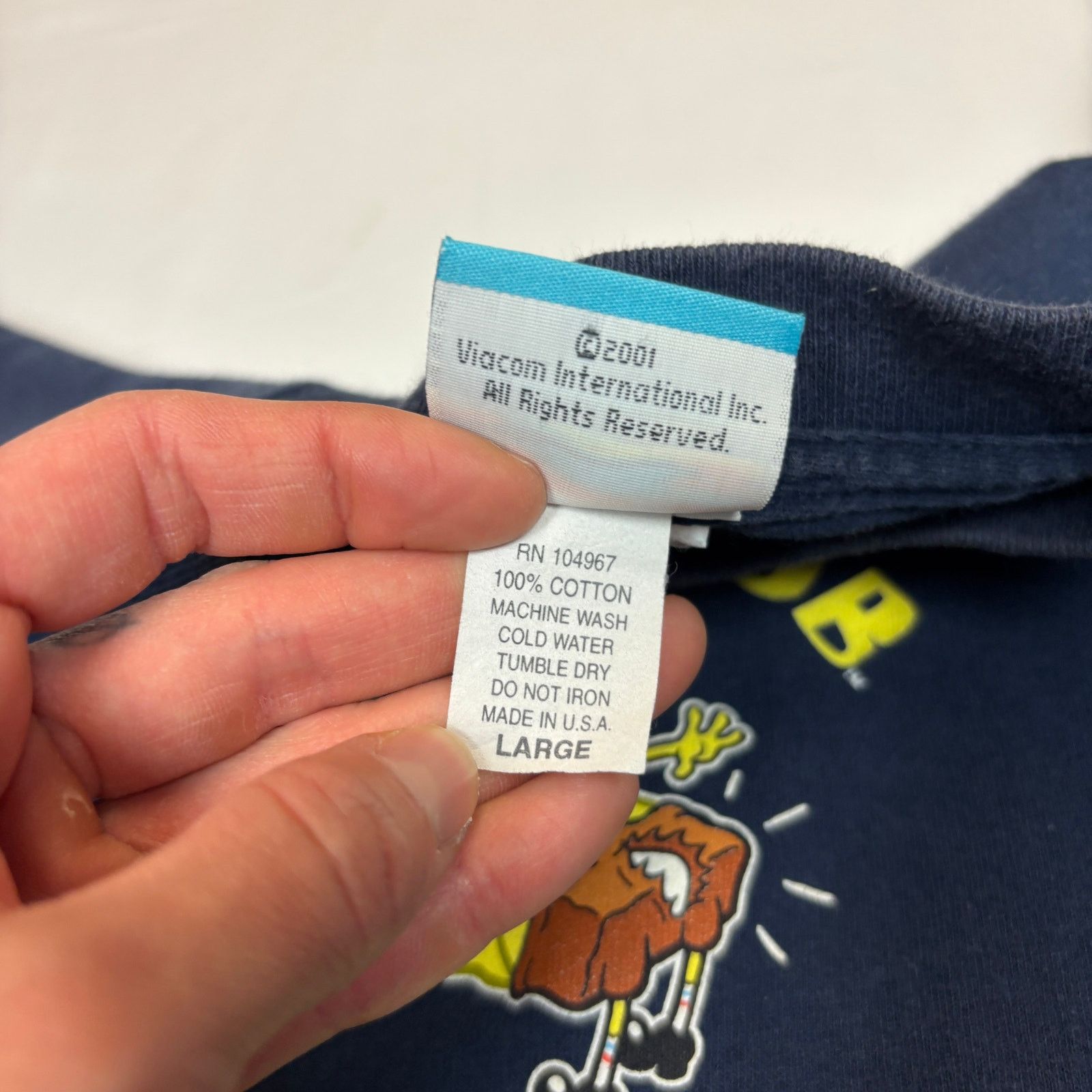Nickelodeon Vintage 2001 Spongebob Squarepants Ripped Pants Shirt Mens L Size US L / EU 52-54 / 3 - 8 Thumbnail