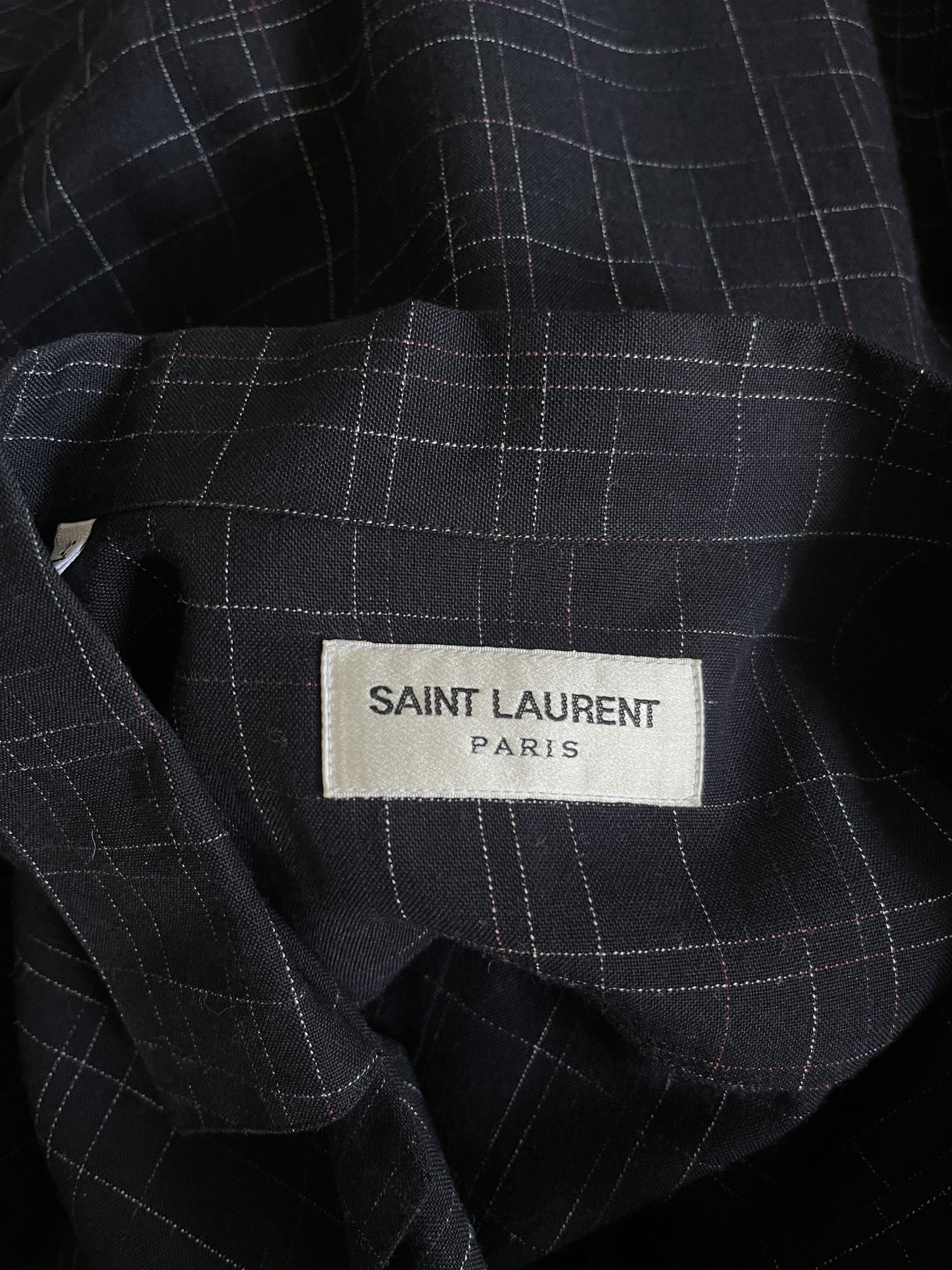 Hedi Slimane × Saint Laurent Paris Saint Laurent Paris Navy Dress Shirt Hedi Slimane FW14 Size US L / EU 52-54 / 3 - 6 Thumbnail
