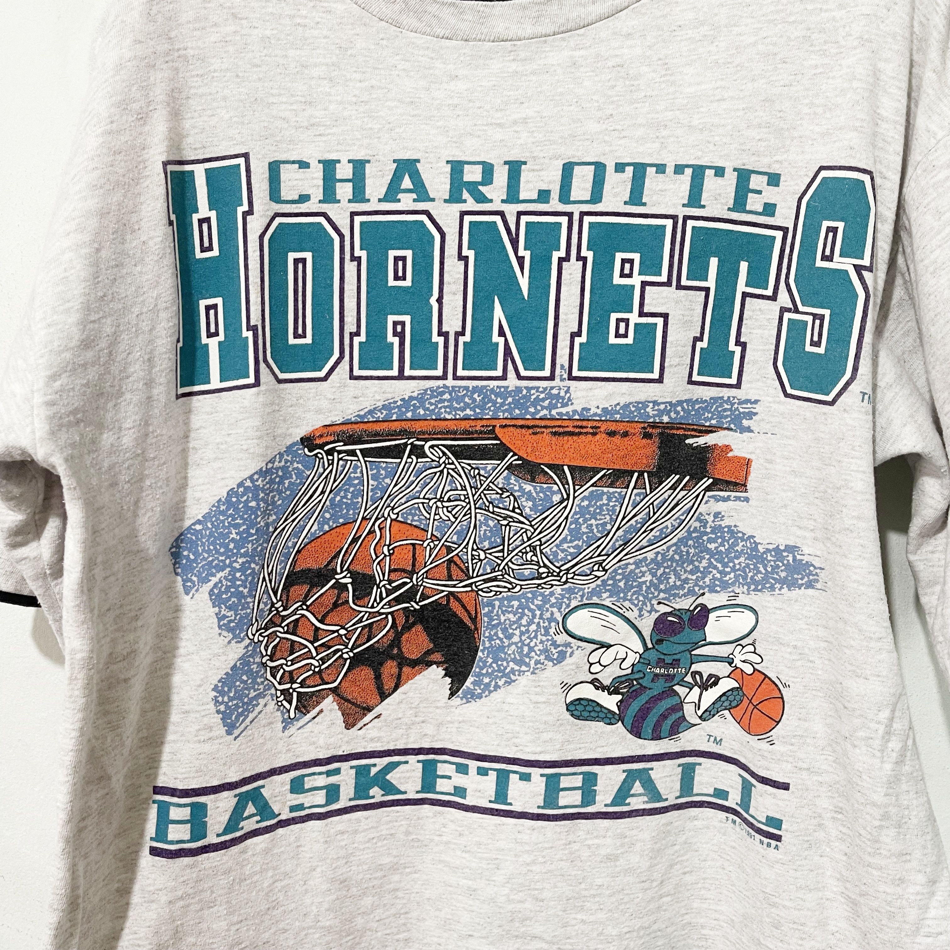 NBA Vintage 1991 Charlotte Hornets T-shirt Size US L / EU 52-54 / 3 - 2 Thumbnail
