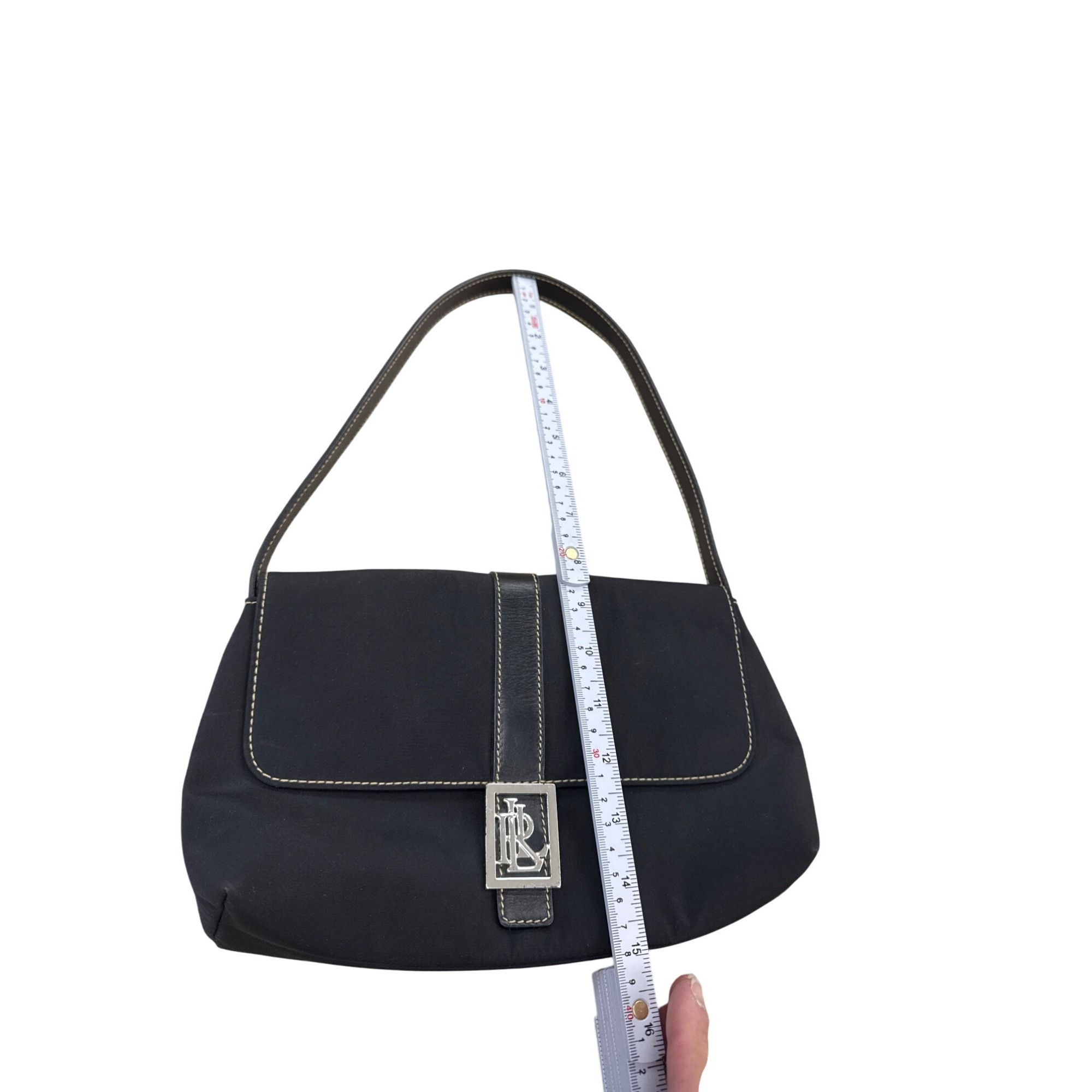 Lauren Ralph Lauren Lauren Ralph Lauren Womens Black Canvas Handbag Purse 7x11 S Size ONE SIZE - 3 Thumbnail
