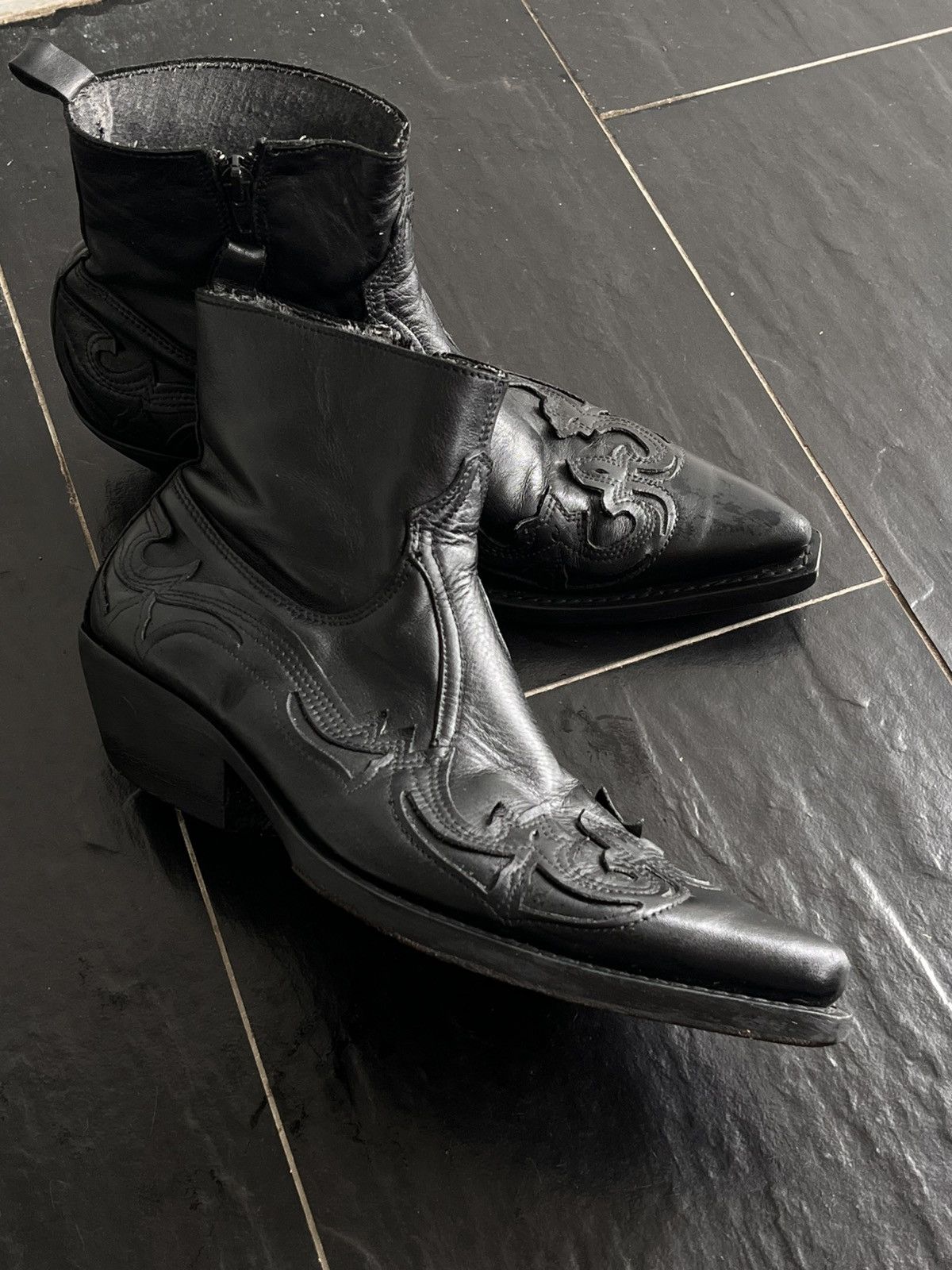 Other Leather Western Boots Vintage Style Cowboy Ankle Boots Size US 8.5 / EU 41-42 - 2 Thumbnail