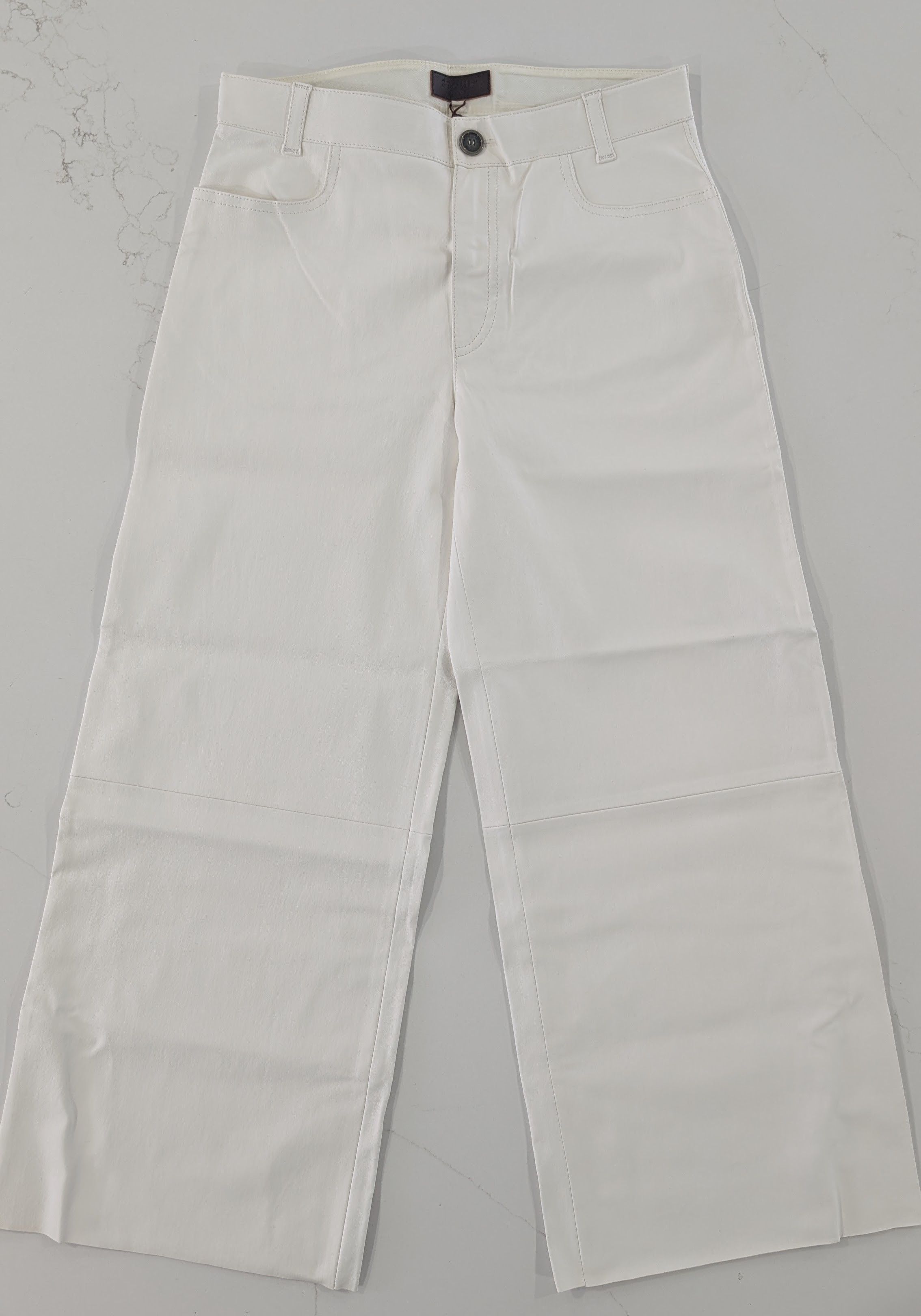 Other STOULS Paris Lilou White Lambskin Leather Pants Wide Leg Size 30" / US 8 / IT 44 - 1 Thumbnail