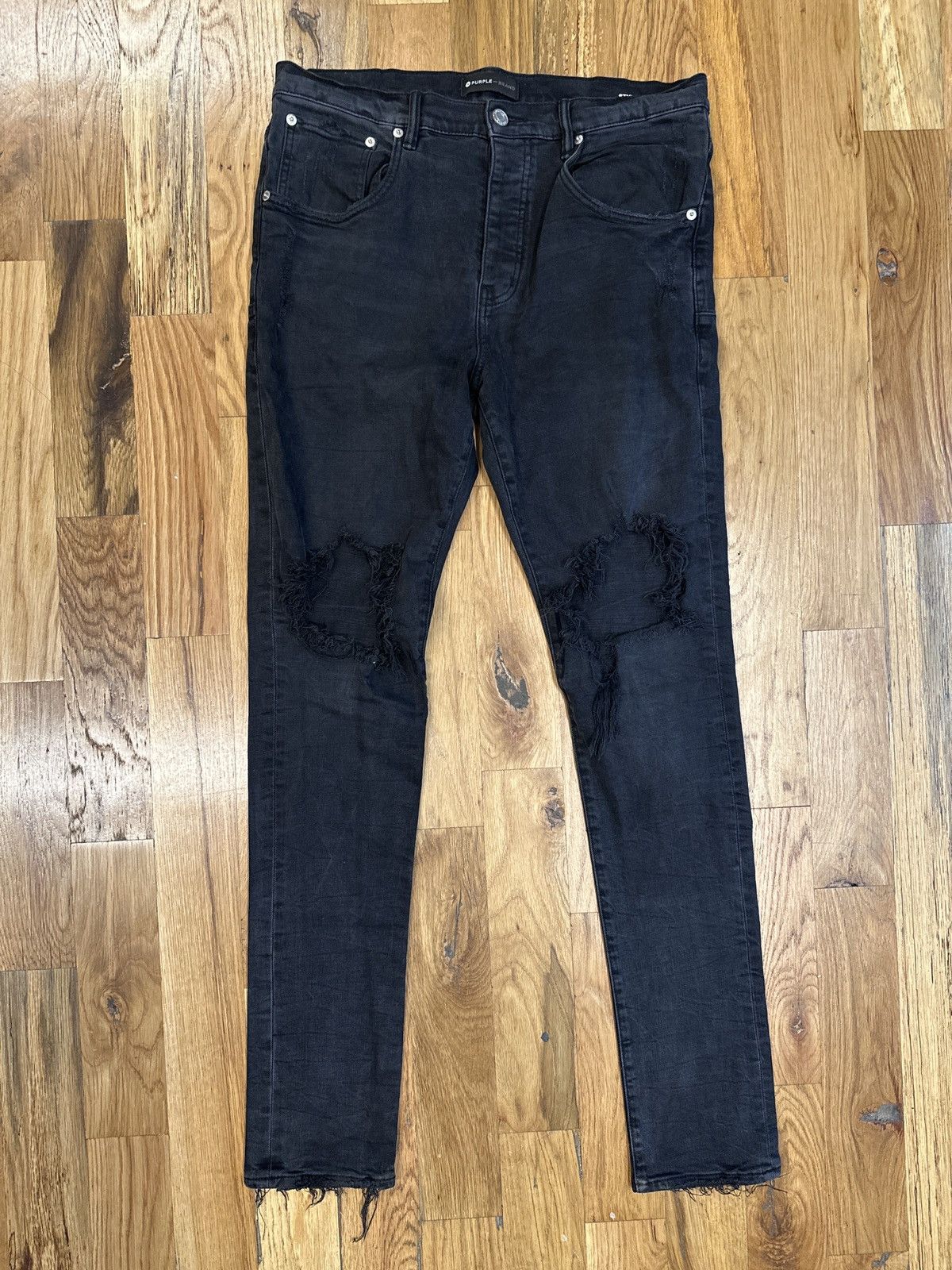 Purple Brand Purple Brand Knee Hole Black Denim Jeans Size 34