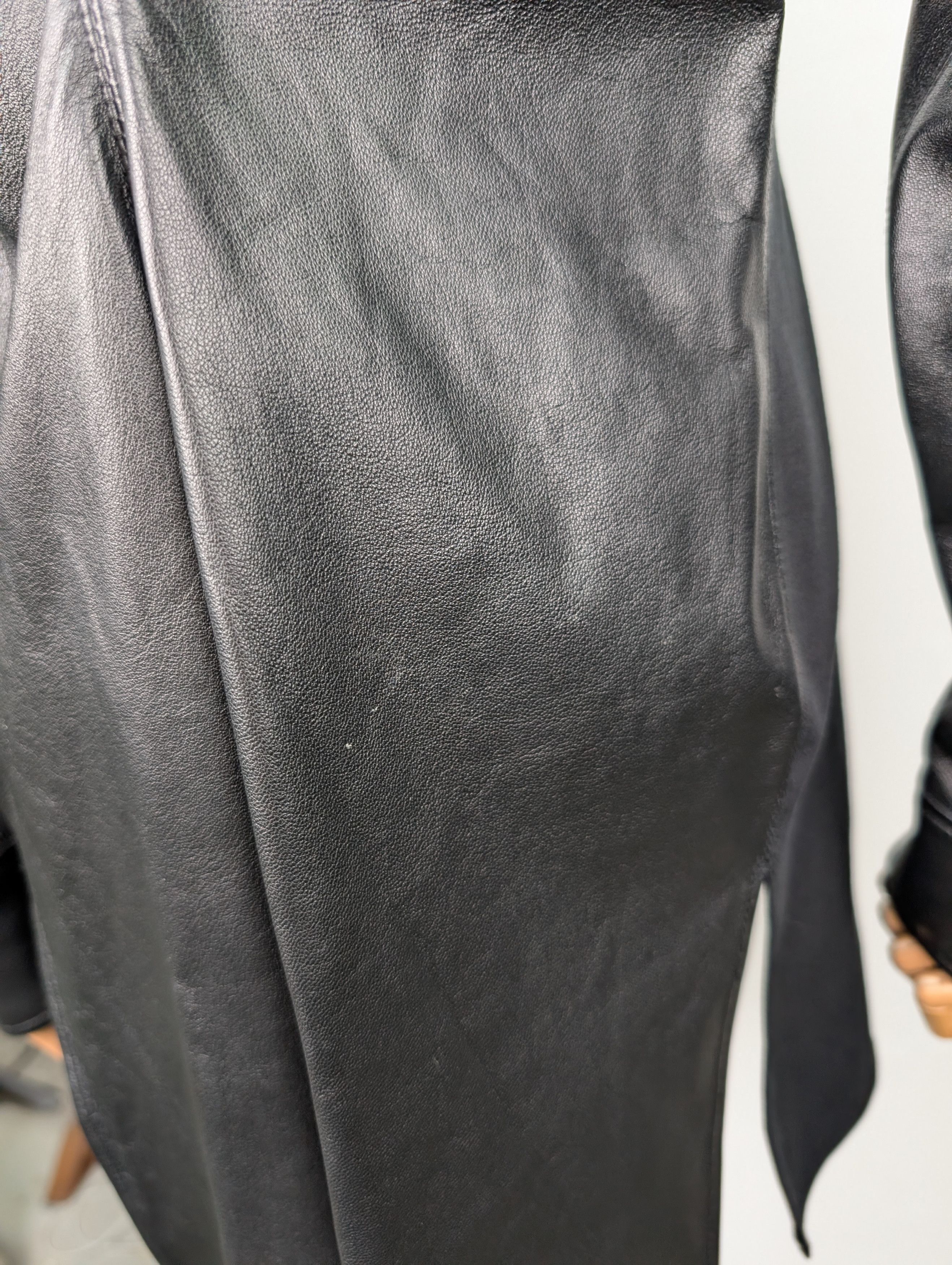Alexander Wang Black Ruched Lambskin Leather Shirt Jacket Size XS / US 0-2 / IT 36-38 - 7 Thumbnail