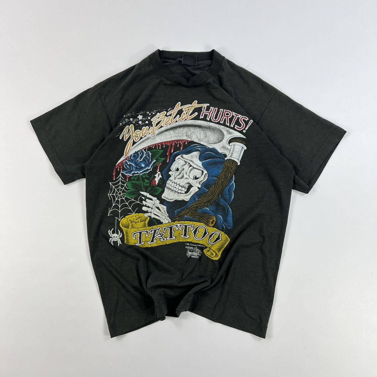 Vintage D CROWE TATTO 1990 T-SHIRT JERSEY VINTAGE SCREEN STARS 90S Size US L / EU 52-54 / 3 - 8 Thumbnail