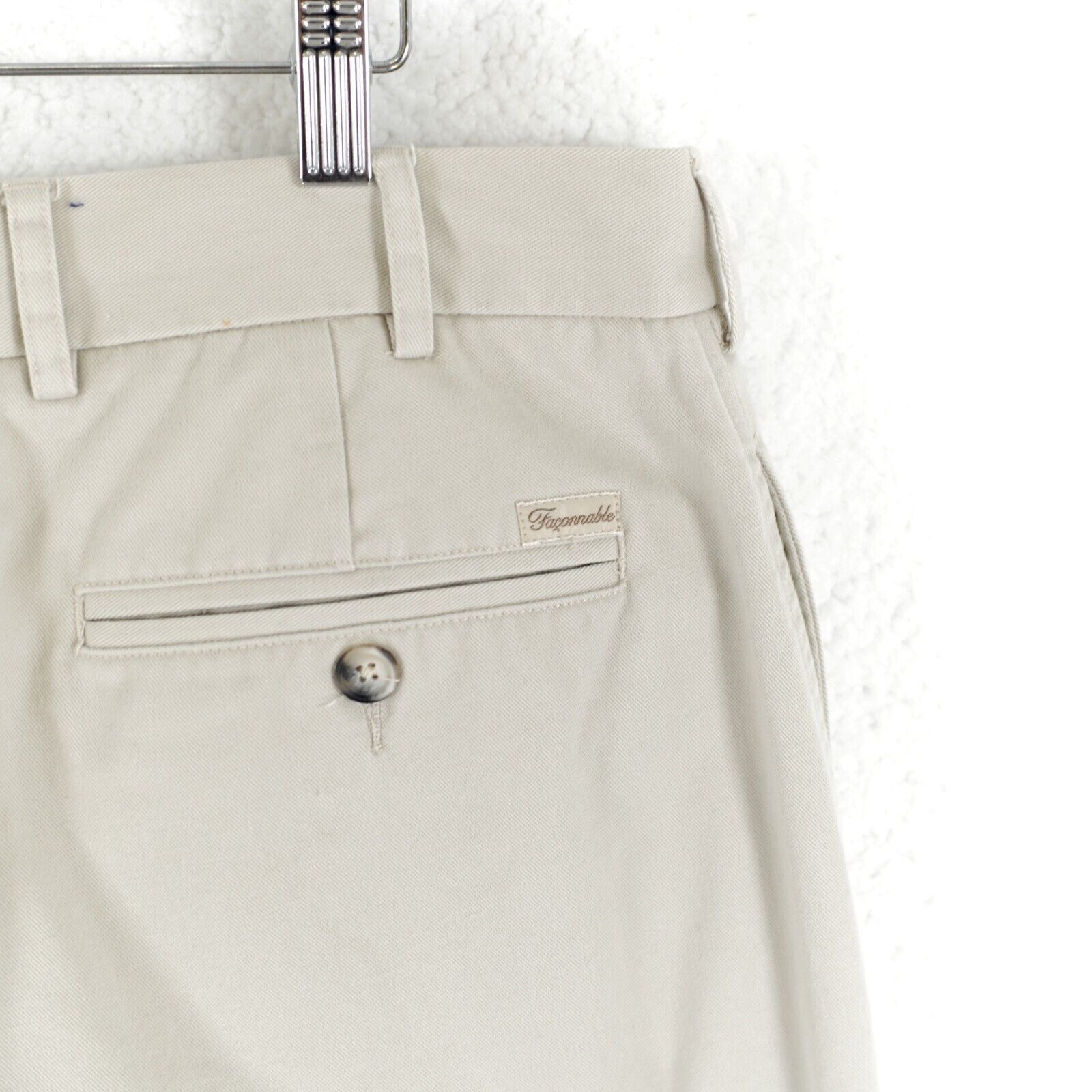 Other Faconnable Cream Gray Flat Front High Rise Cotton Chino Pant Size US 34 / EU 50 - 4 Thumbnail