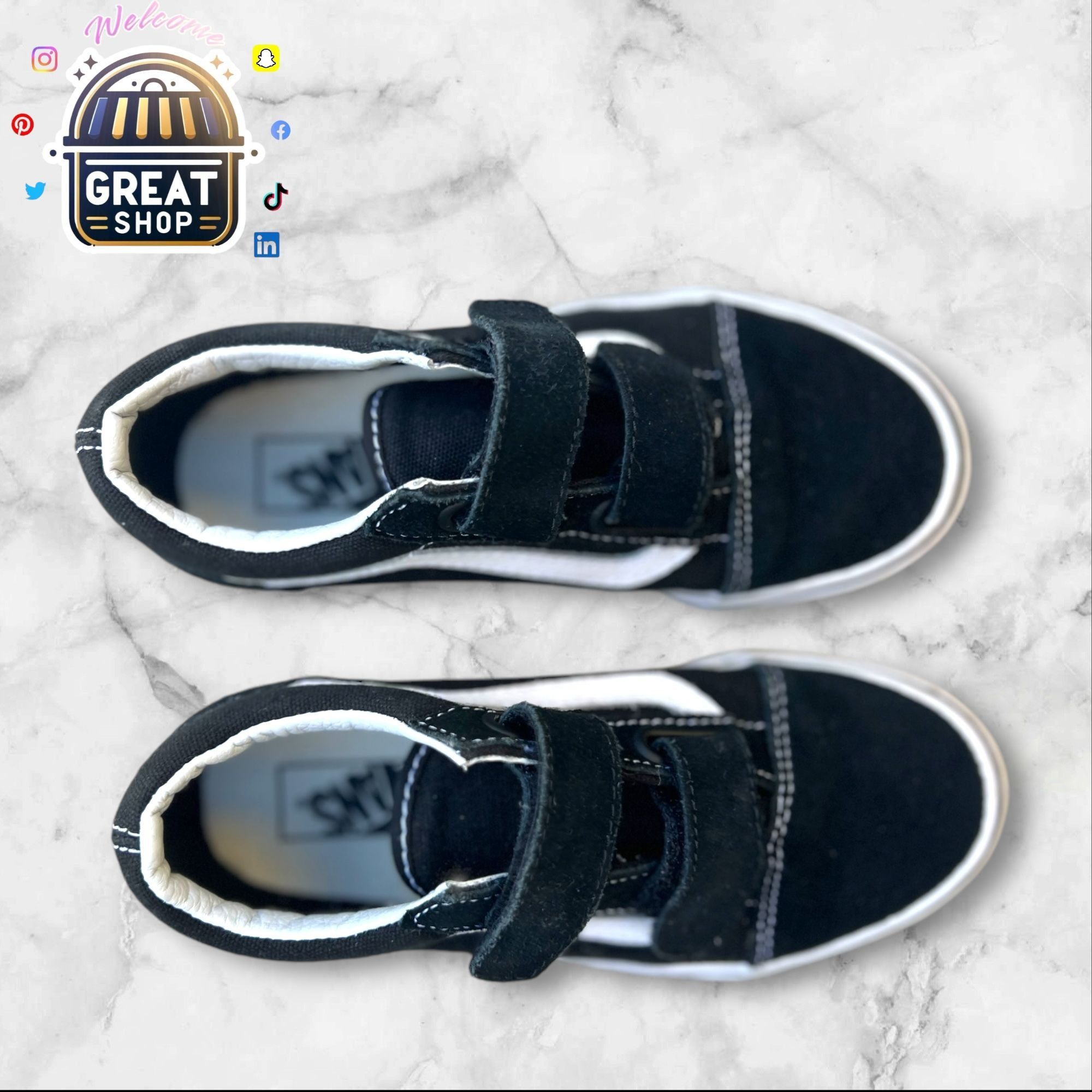 Vans Vans Kids Size 1 Black & White Old Skool Velcro Sneakers Ska Size US 5 / EU 37 - 5 Thumbnail
