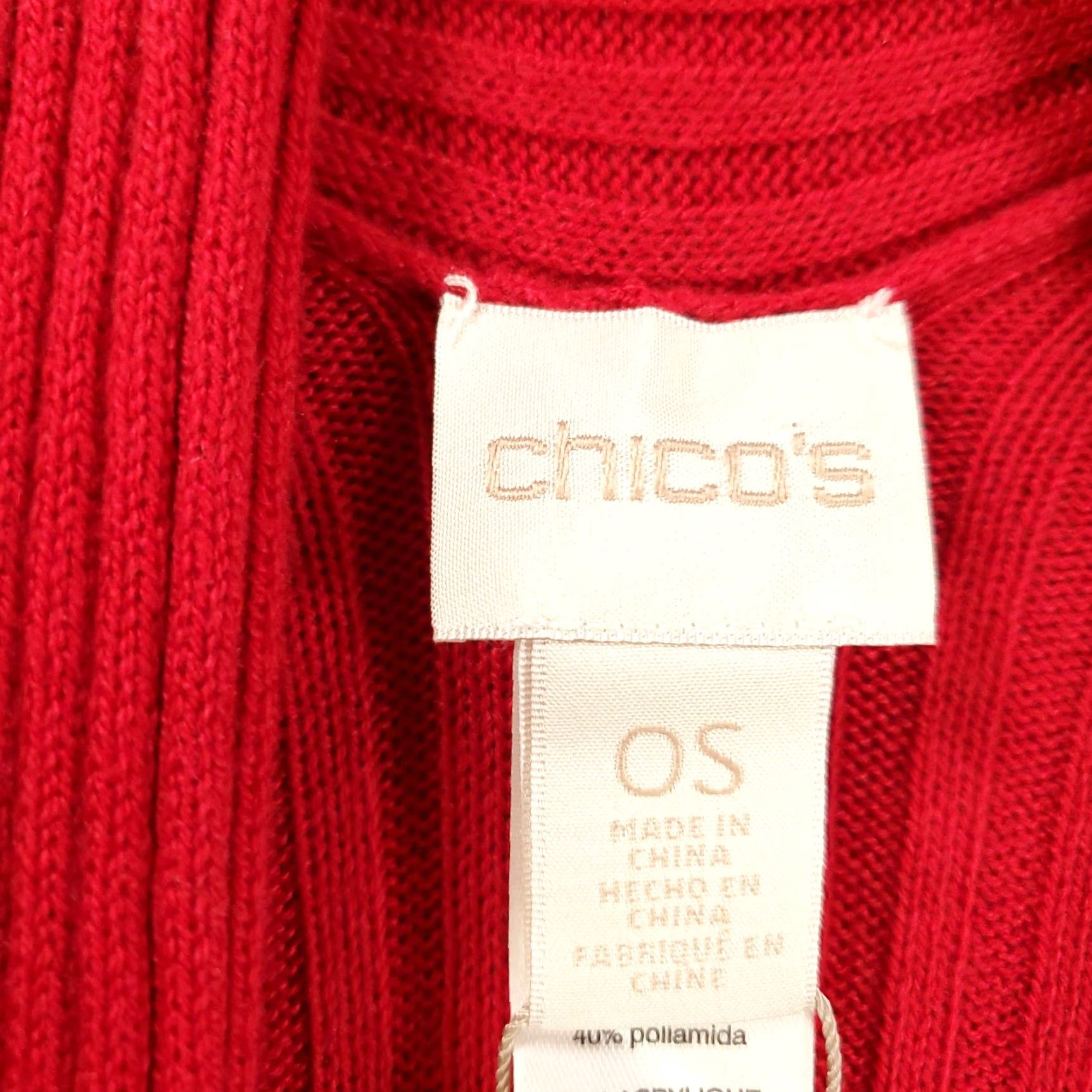 Vintage Chicos Cardigan Womens Regular Size S Red Knit Open Kimono Sleeve Twist Open Accents Casual Cardigan Sweater Size S / US 4 / IT 40 - 3 Thumbnail