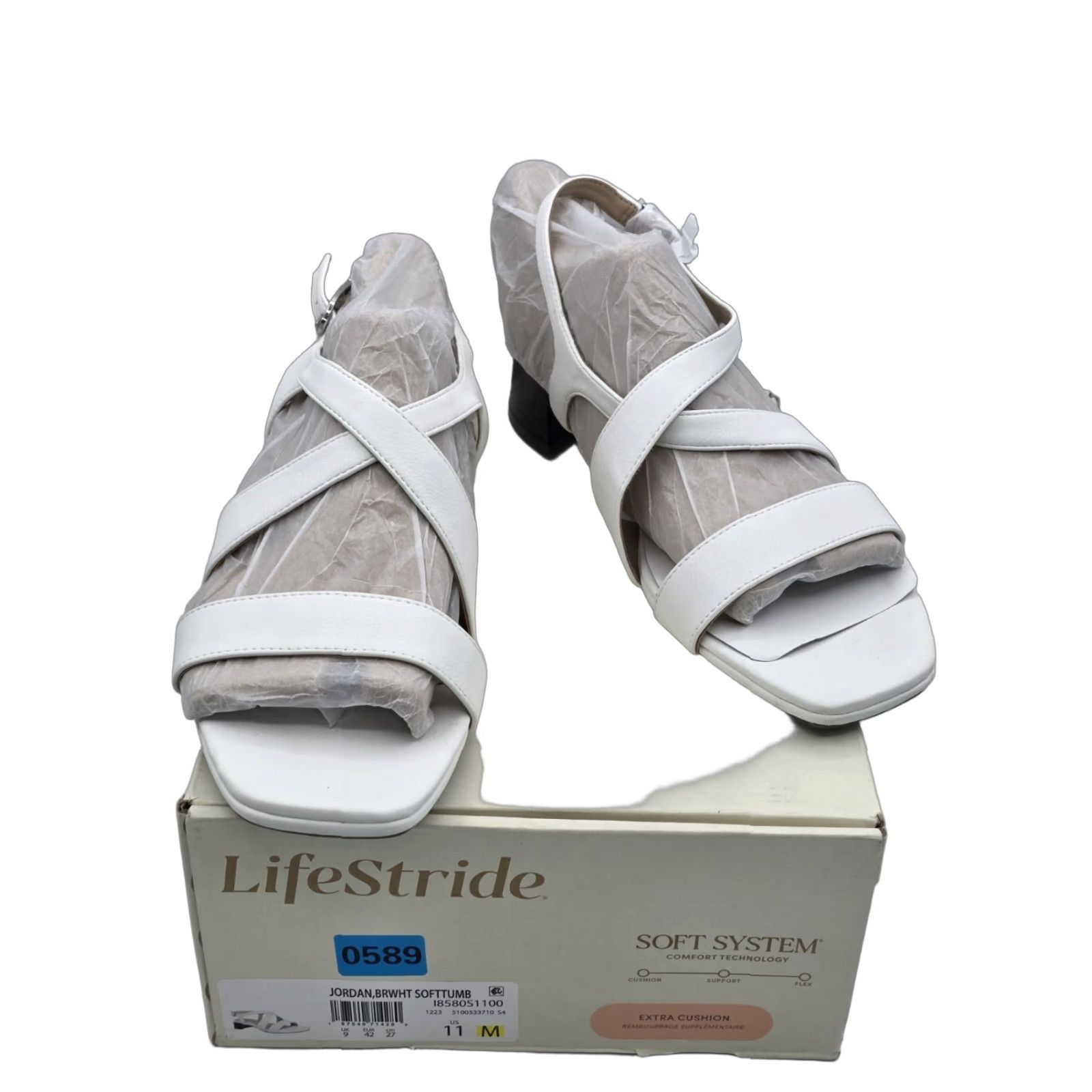 Vintage LifeStride Women's Jordan Strappy Heeled Sandals White Size 6.5 Size US 4 / IT 34 - 1 Thumbnail