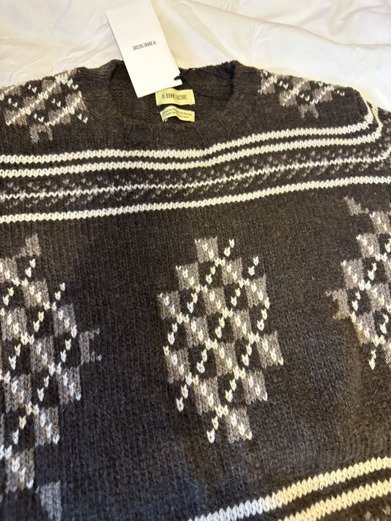De Bonne Facture Brown Folk Wool-Jacquard Sweater Size US S / EU 44-46 / 1 - 2 Thumbnail