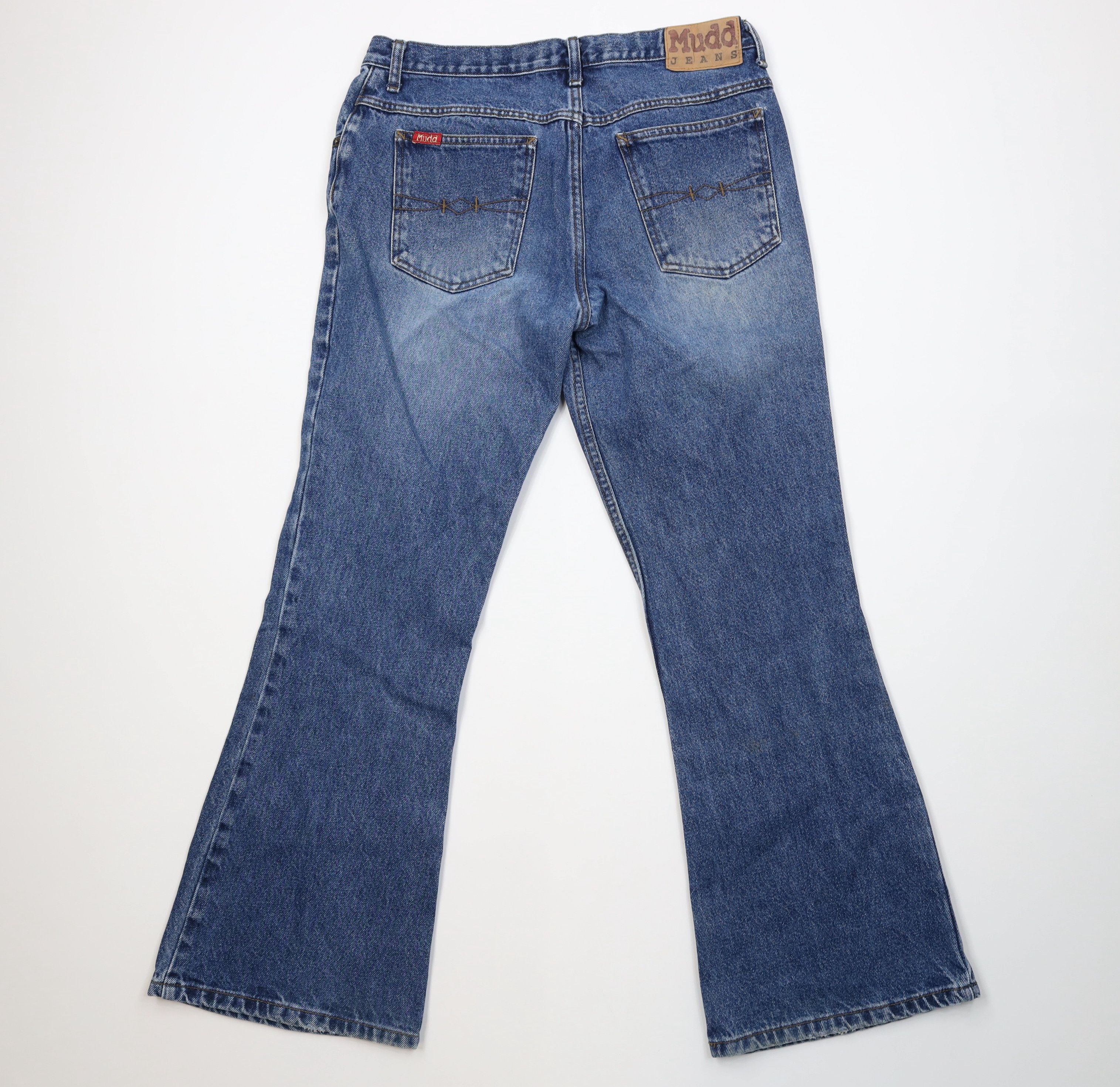 Vintage Vintage 90s Y2K Mudd Flared Wide Leg Denim Jeans Blue Size 34" / US 12 / IT 48 - 11 Thumbnail
