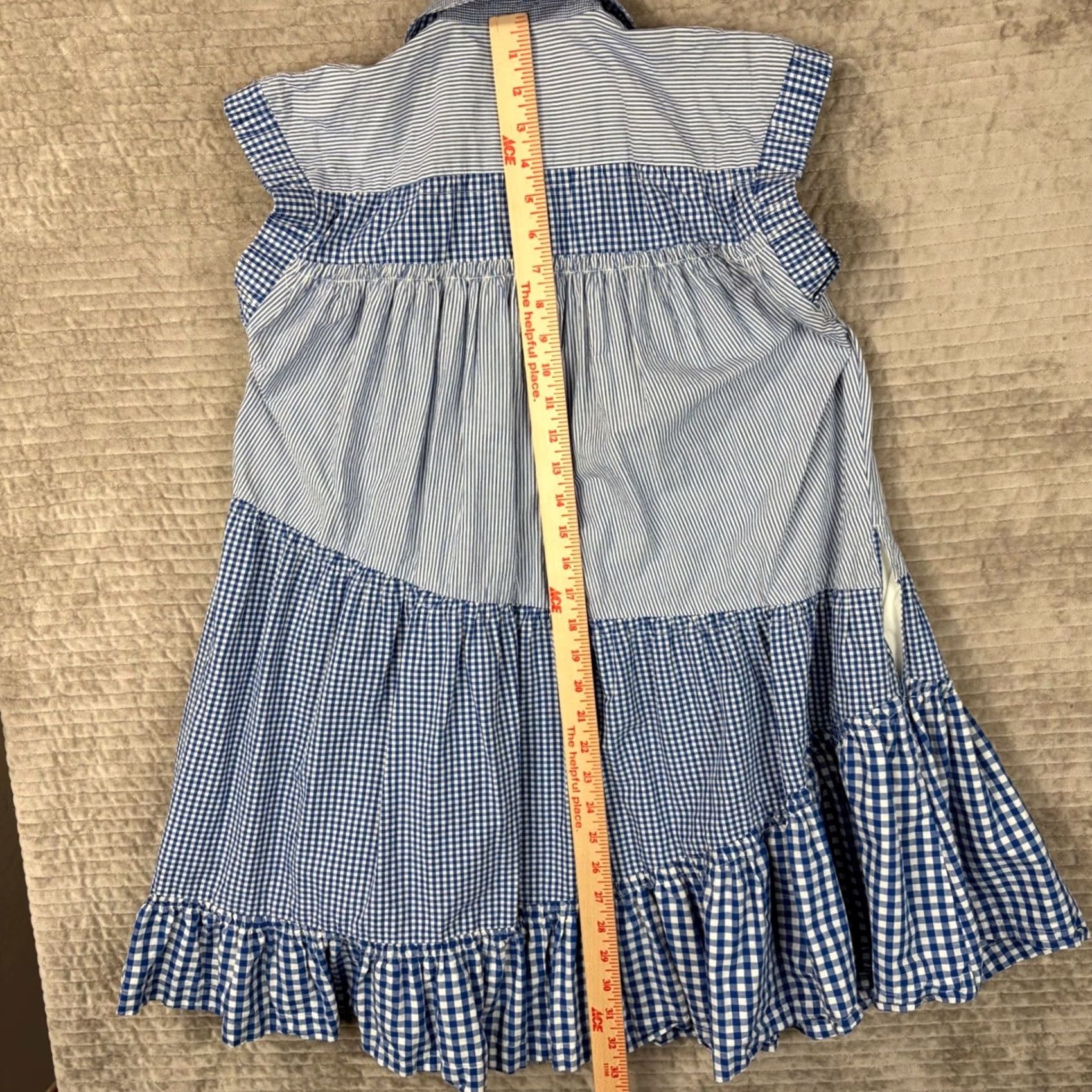 Vintage Pilcro Mini Gingham Dress - Blue White Cotton Tiered XS Size XXS / US 00 / IT 34 - 7 Thumbnail