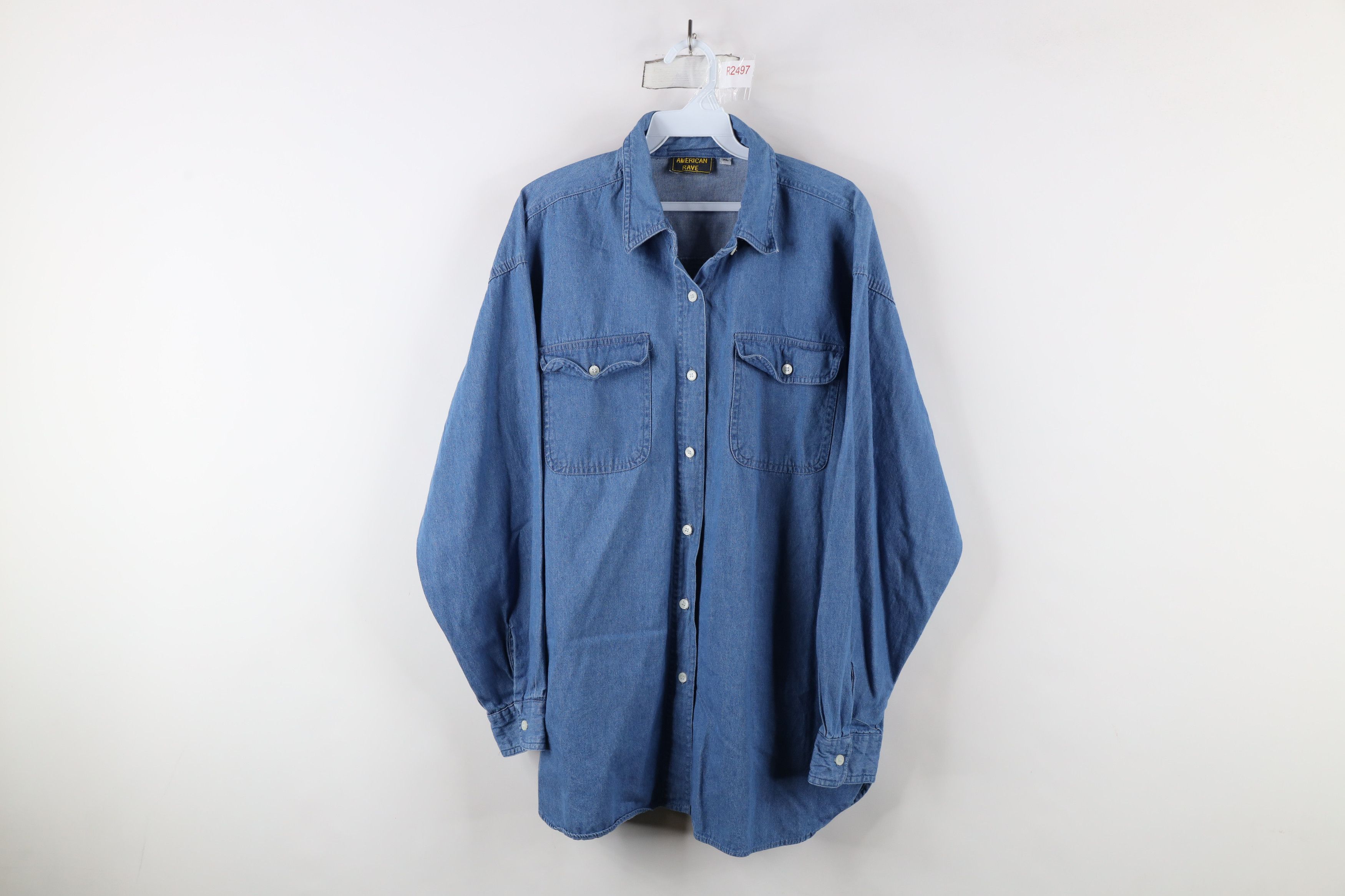 Vintage Vintage 90s Streetwear Collared Denim Jean Button Shirt Blue Size US XL / EU 56 / 4 - 1 Thumbnail