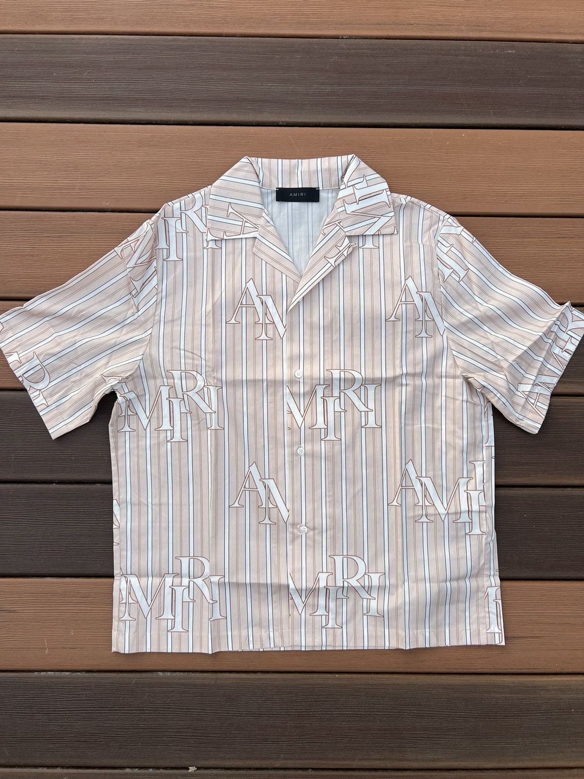 Amiri Amiri Stripe Staggered Poplin Cream Tan Size XXL Size US XXL / EU 58 / 5 - 2 Thumbnail