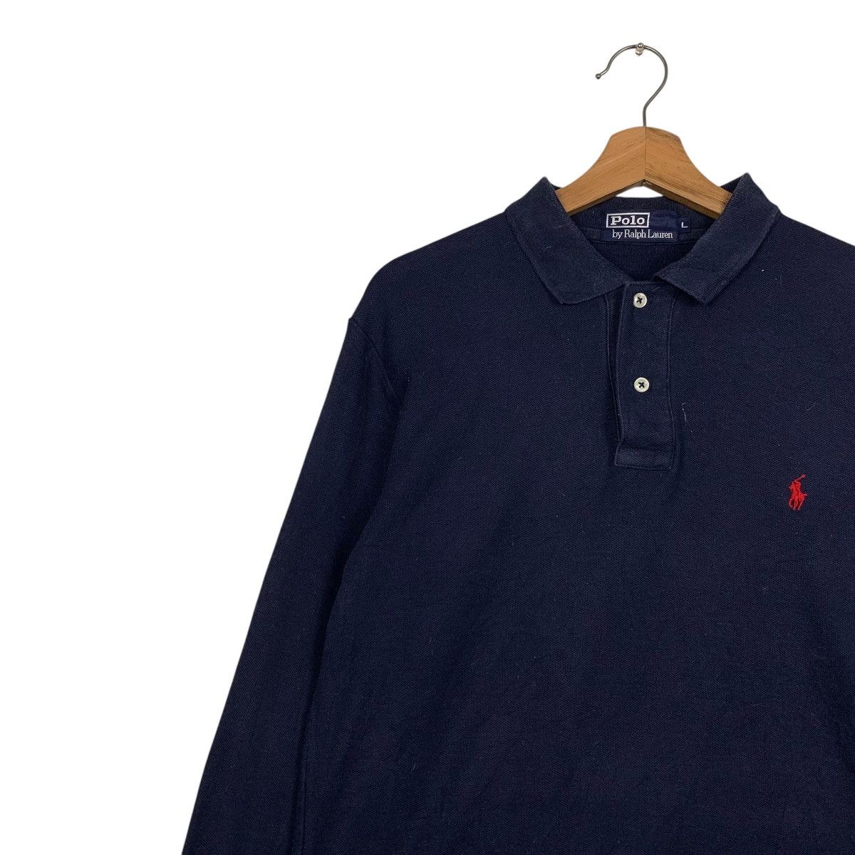 Polo Ralph Lauren 90s POLO RALPH LAUREN Navy Long Sleeve Polo Shirt #2851-C128 Size US L / EU 52-54 / 3 - 3 Thumbnail