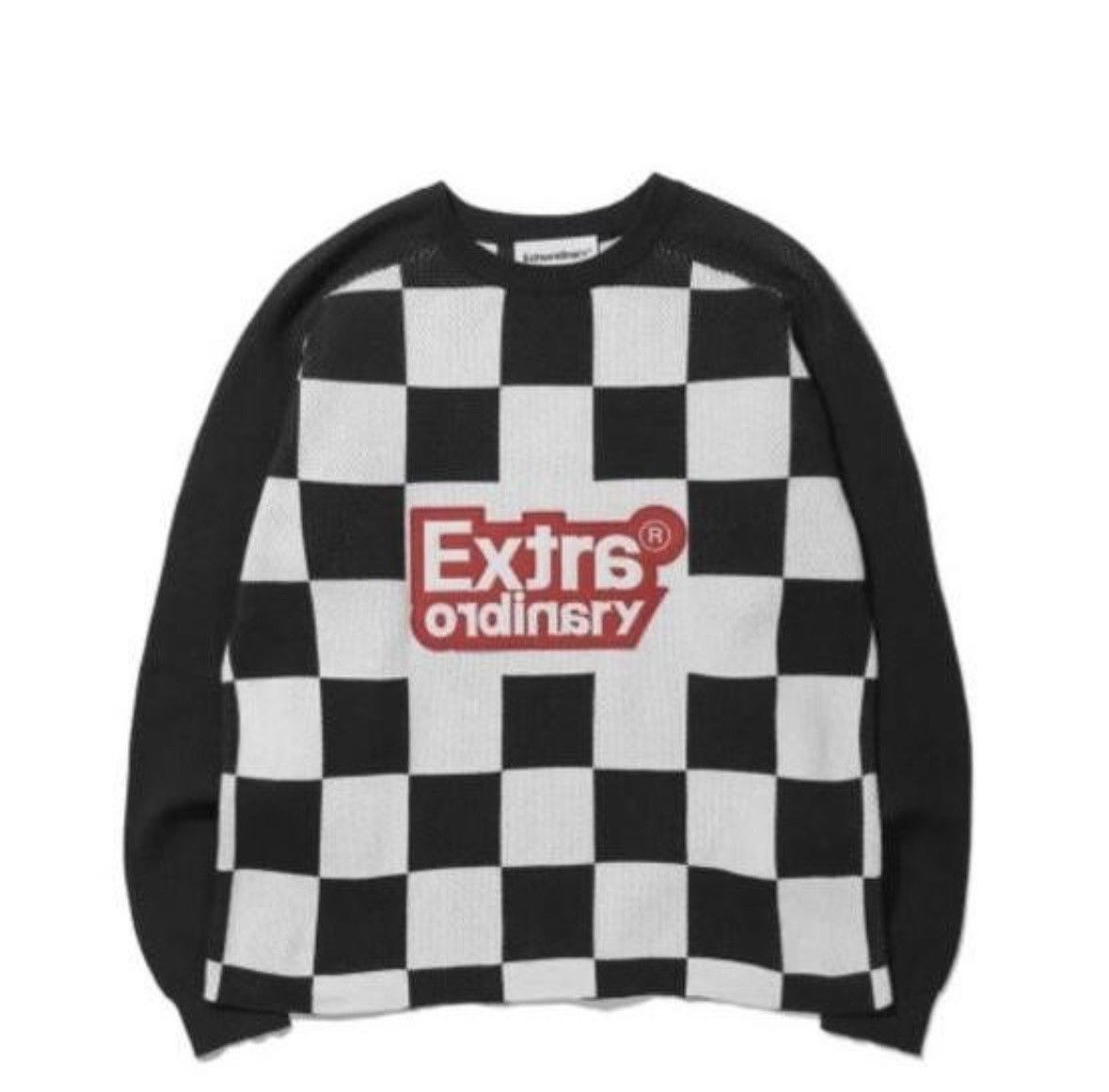 Image of Musinsa Extraordinary Checkerboard Racing Sweater in Black/White, Men's (Size XL)