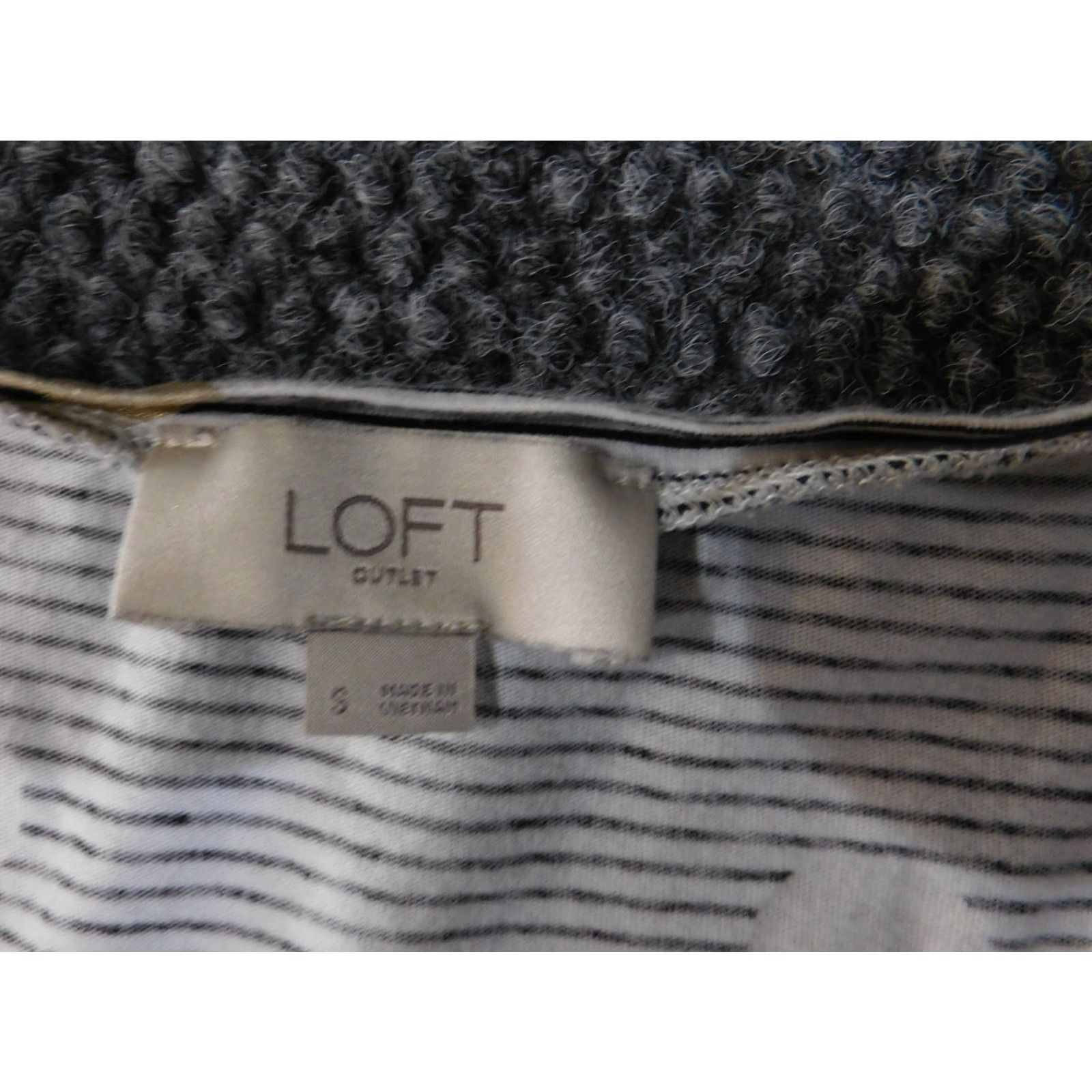 Loft LOFT Shirt Womens S White Navy Stripe Gold Dot Long Sleeve Cotton Blouse Size S / US 4 / IT 40 - 4 Thumbnail